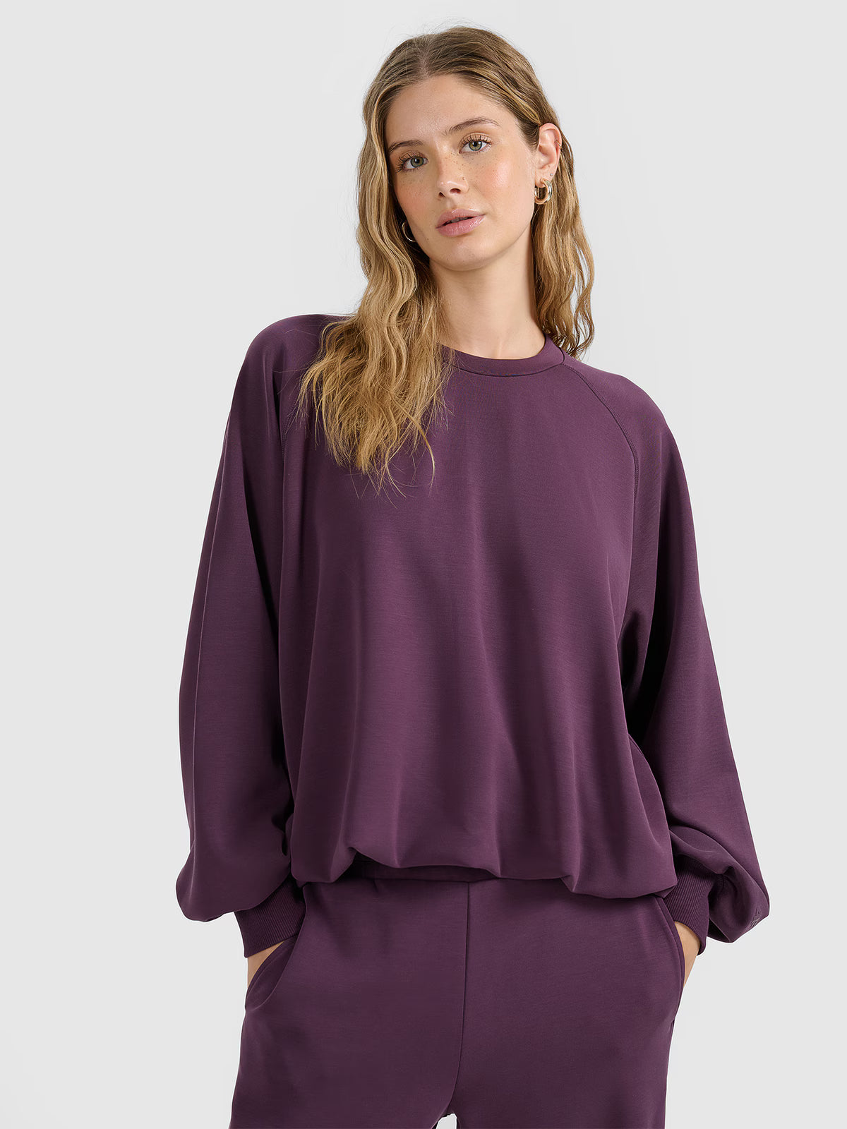 Bluza dresowa nierozpinana z modalem damska