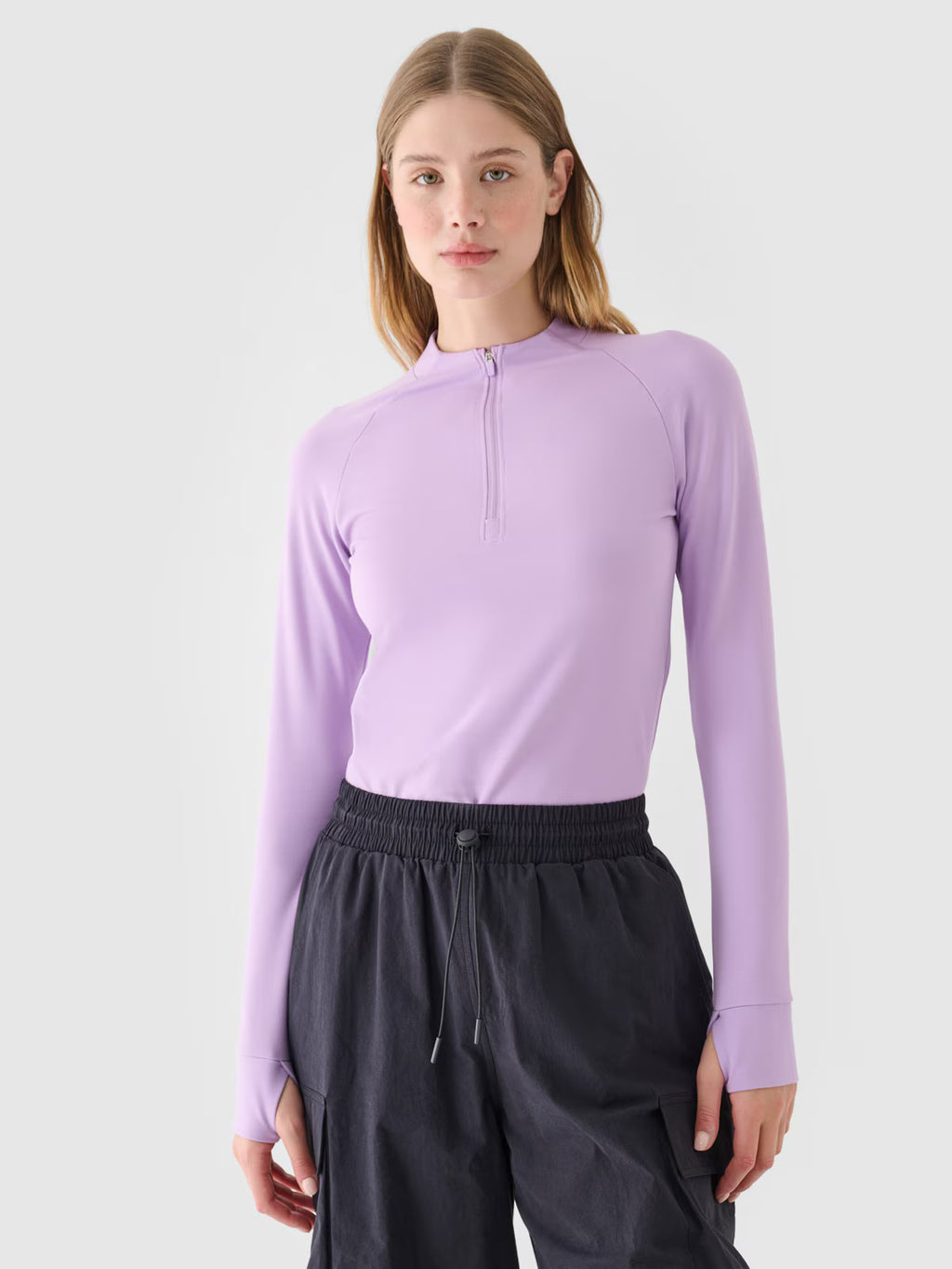 Longsleeve slim gładki damski