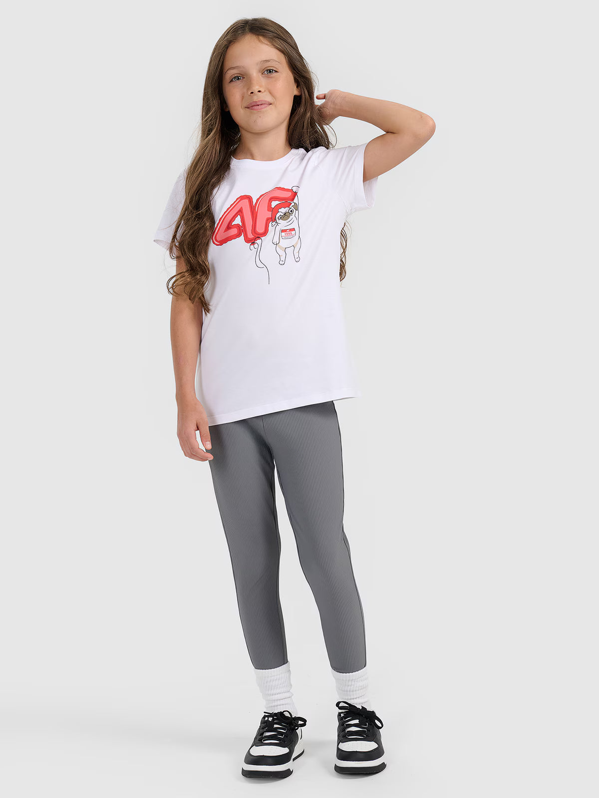 T-shirt regular z nadrukiem świątecznym dziewczęcy