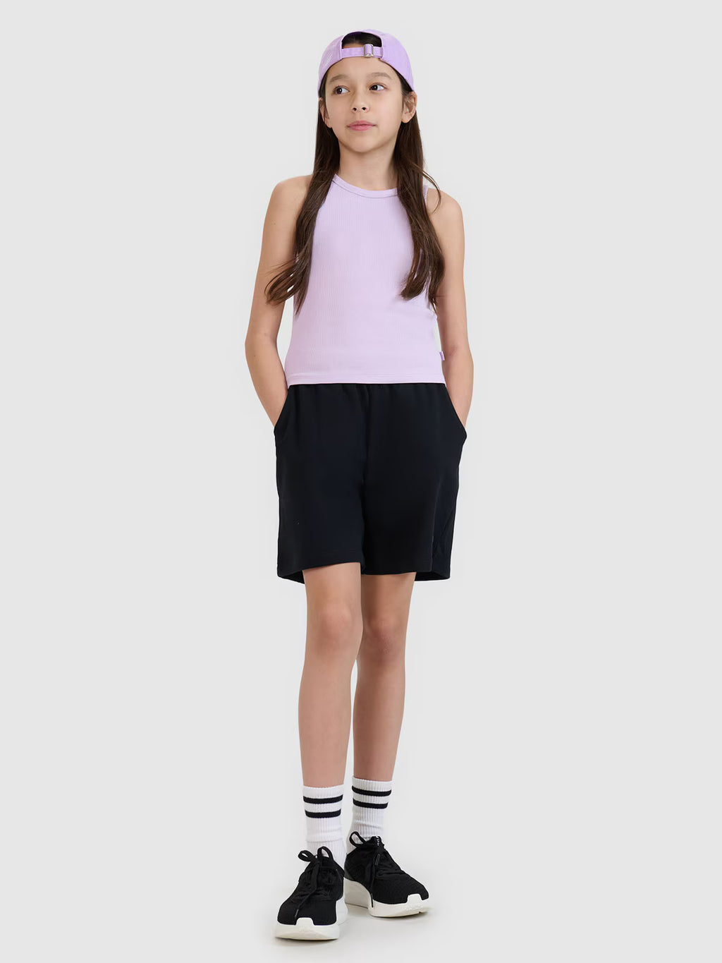 Crop top slim z prążkowanej dzianiny dziewczęcy