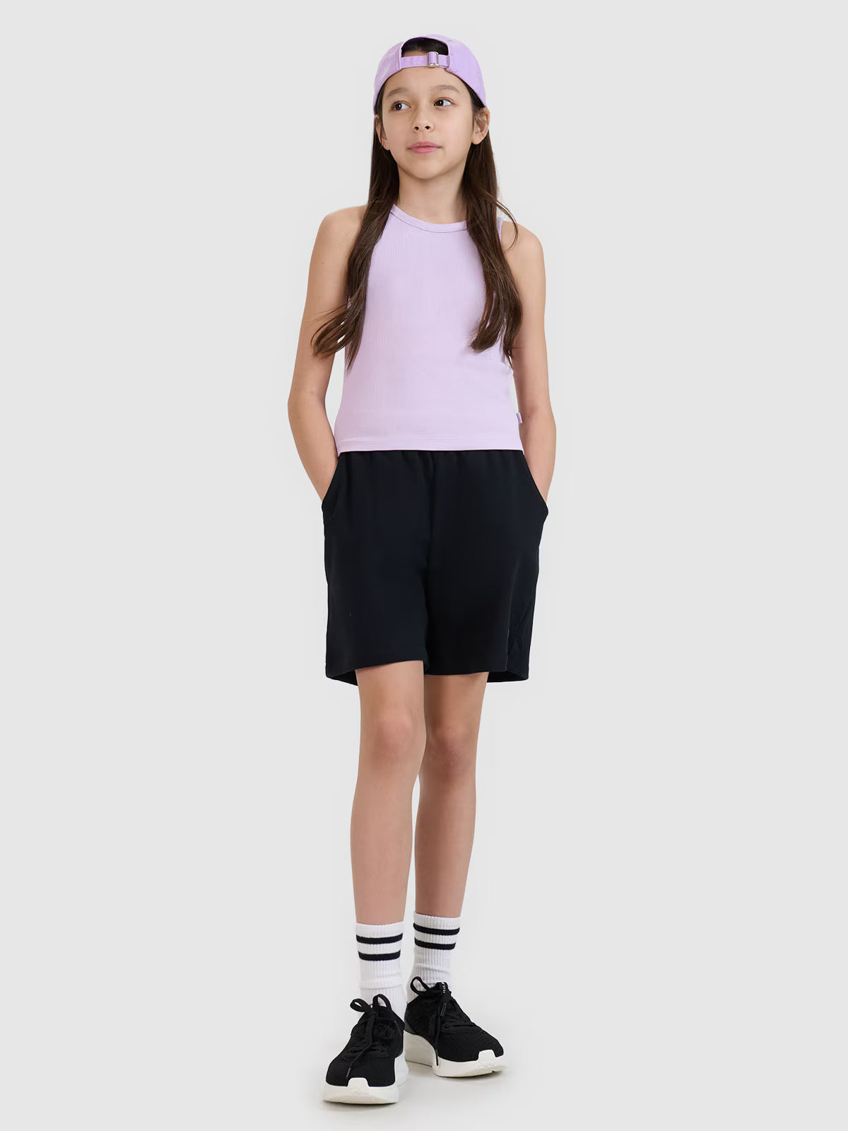 Crop top slim z prążkowanej dzianiny dziewczęcy