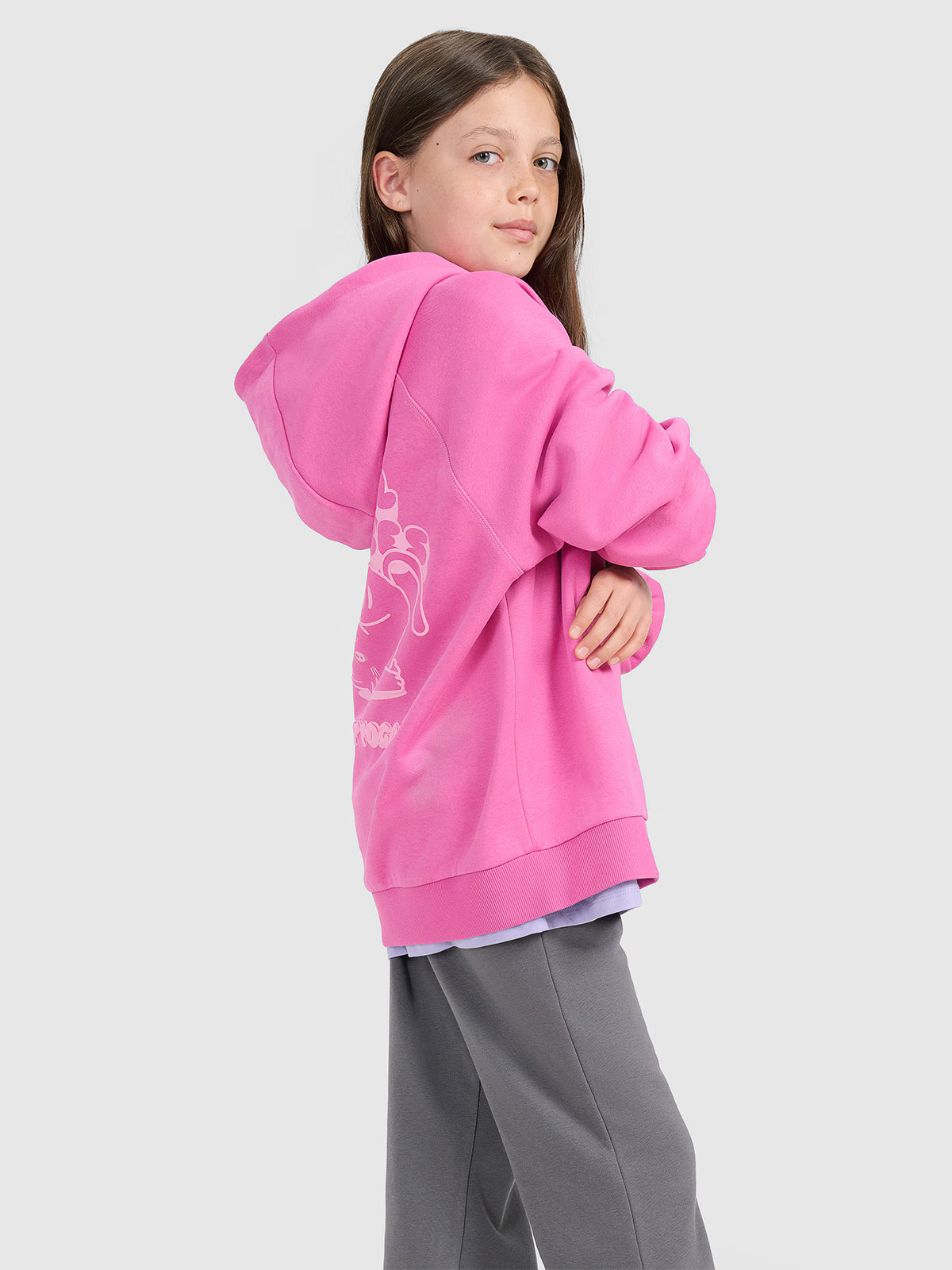 Bluza dresowa nierozpinana z kapturem dziewczęca