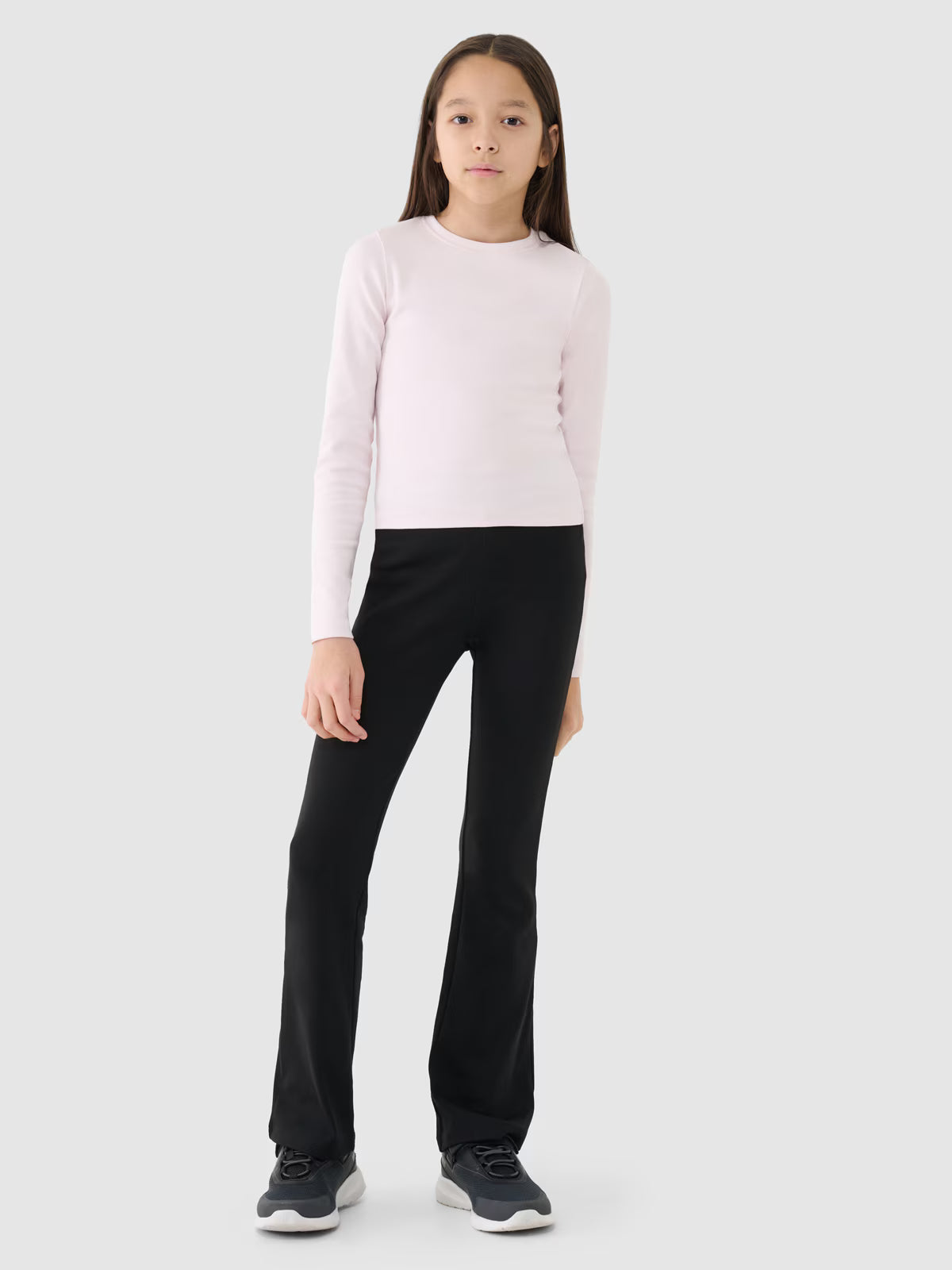 Longsleeve slim gładki dziewczęcy
