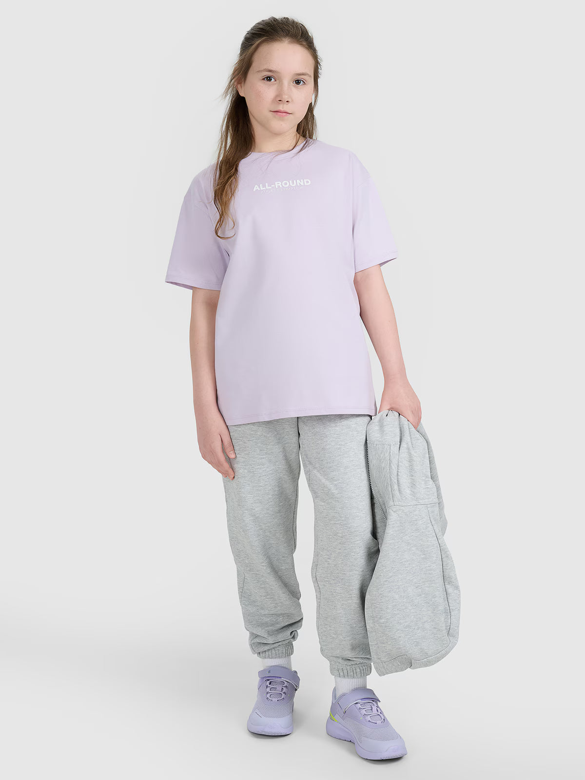 T-shirt oversize z nadrukiem dziewczęcy