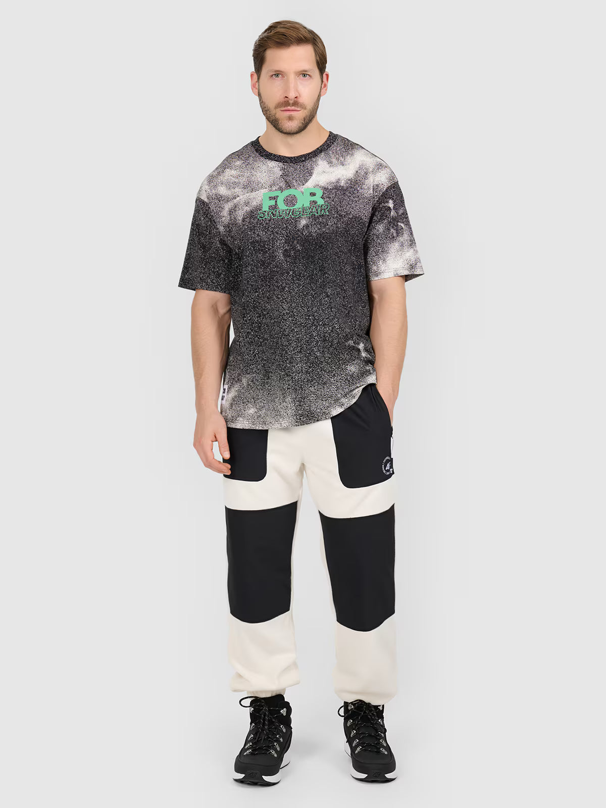 T-shirt loose z nadrukiem męski