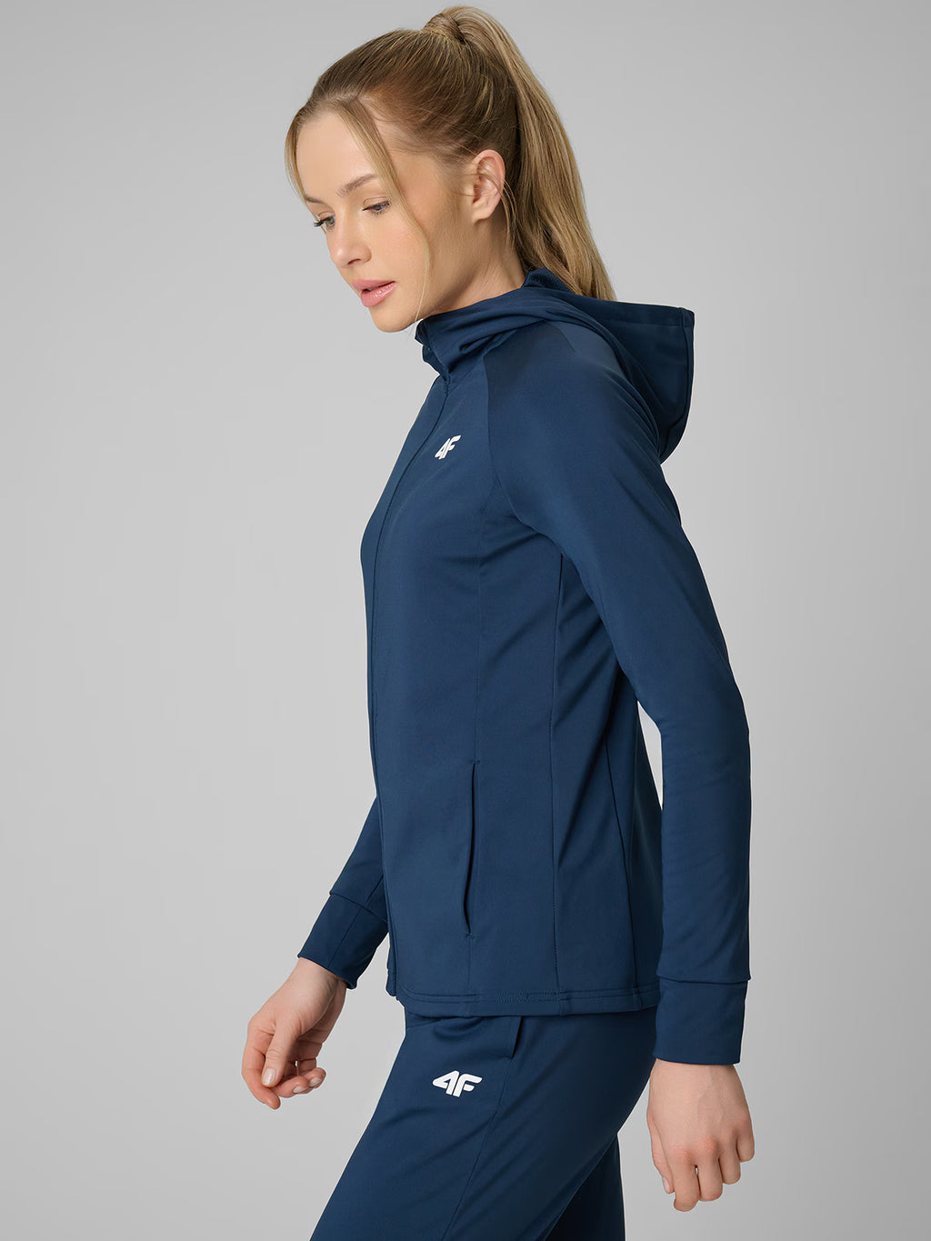 Bluza treningowa slim z kapturem damska