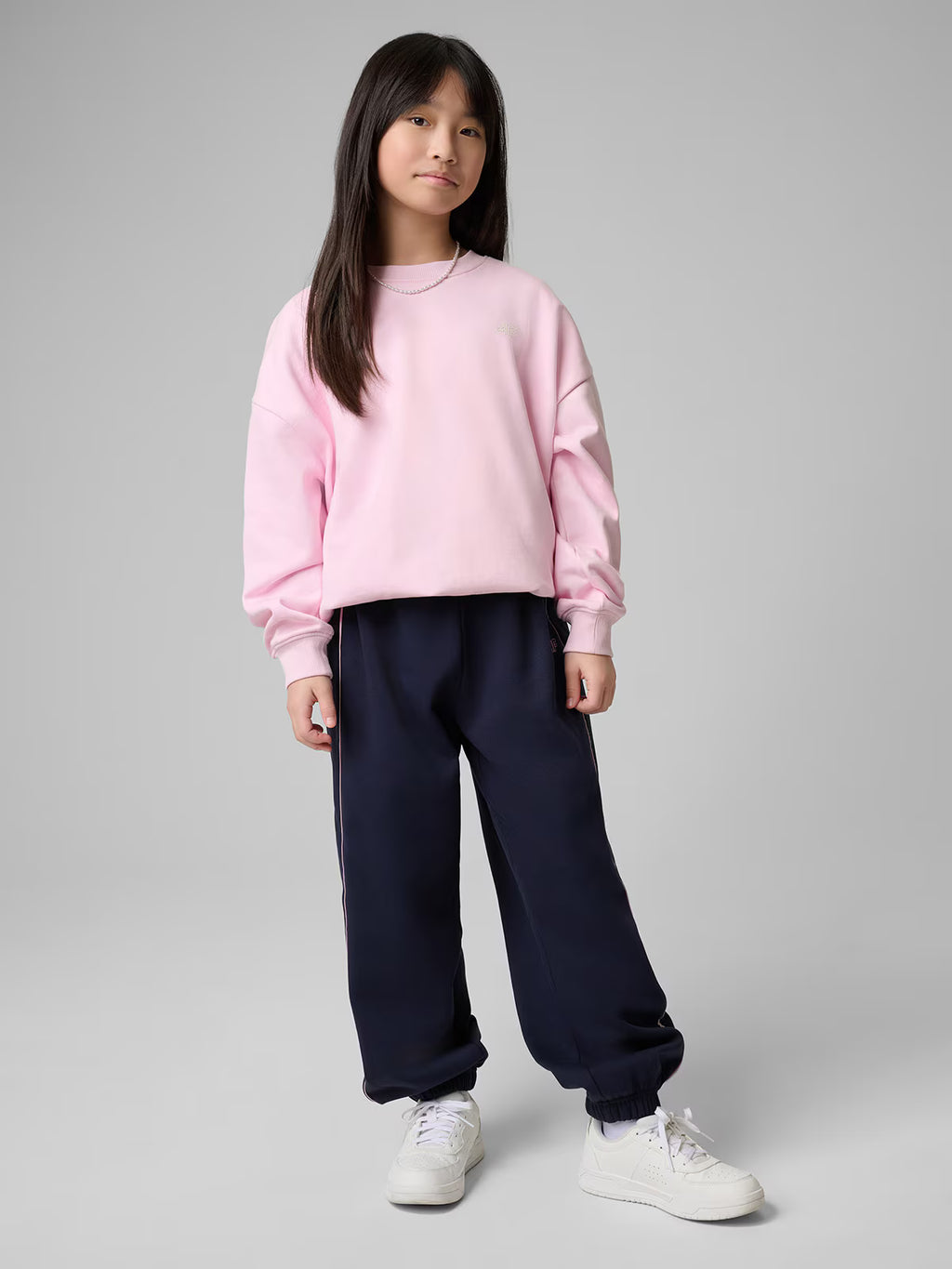 Bluza dresowa loose bez kaptura dziewczęca