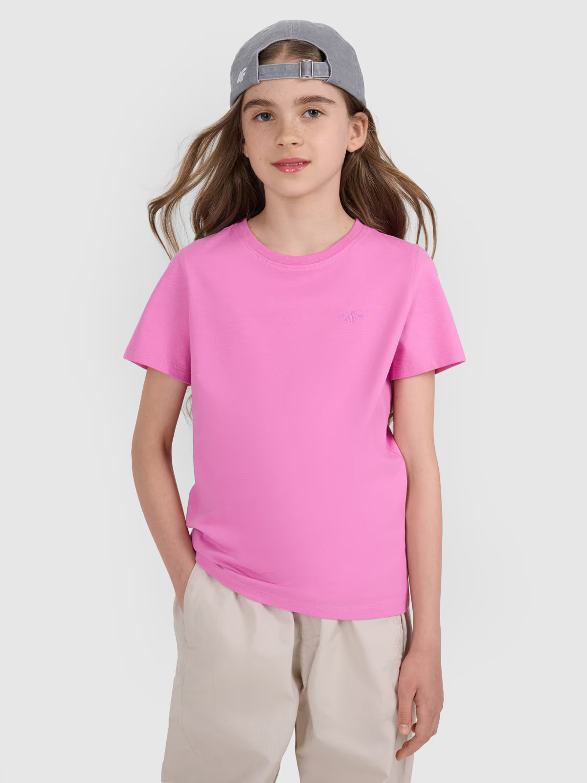 T-shirt regular gładki dziewczęcy