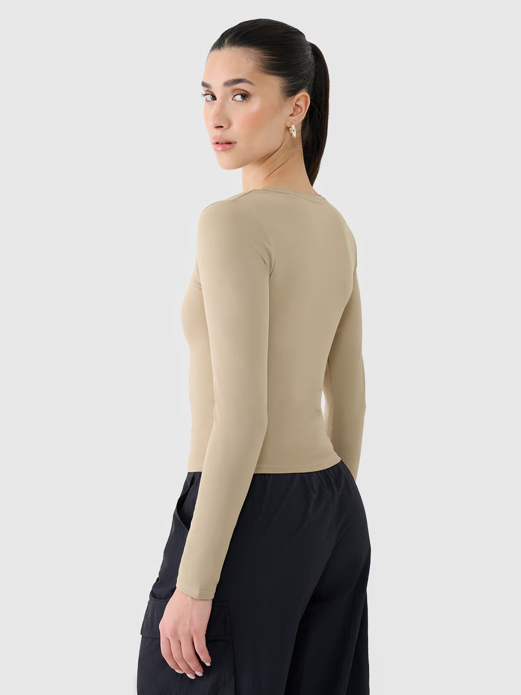 Longsleeve slim gładki damski
