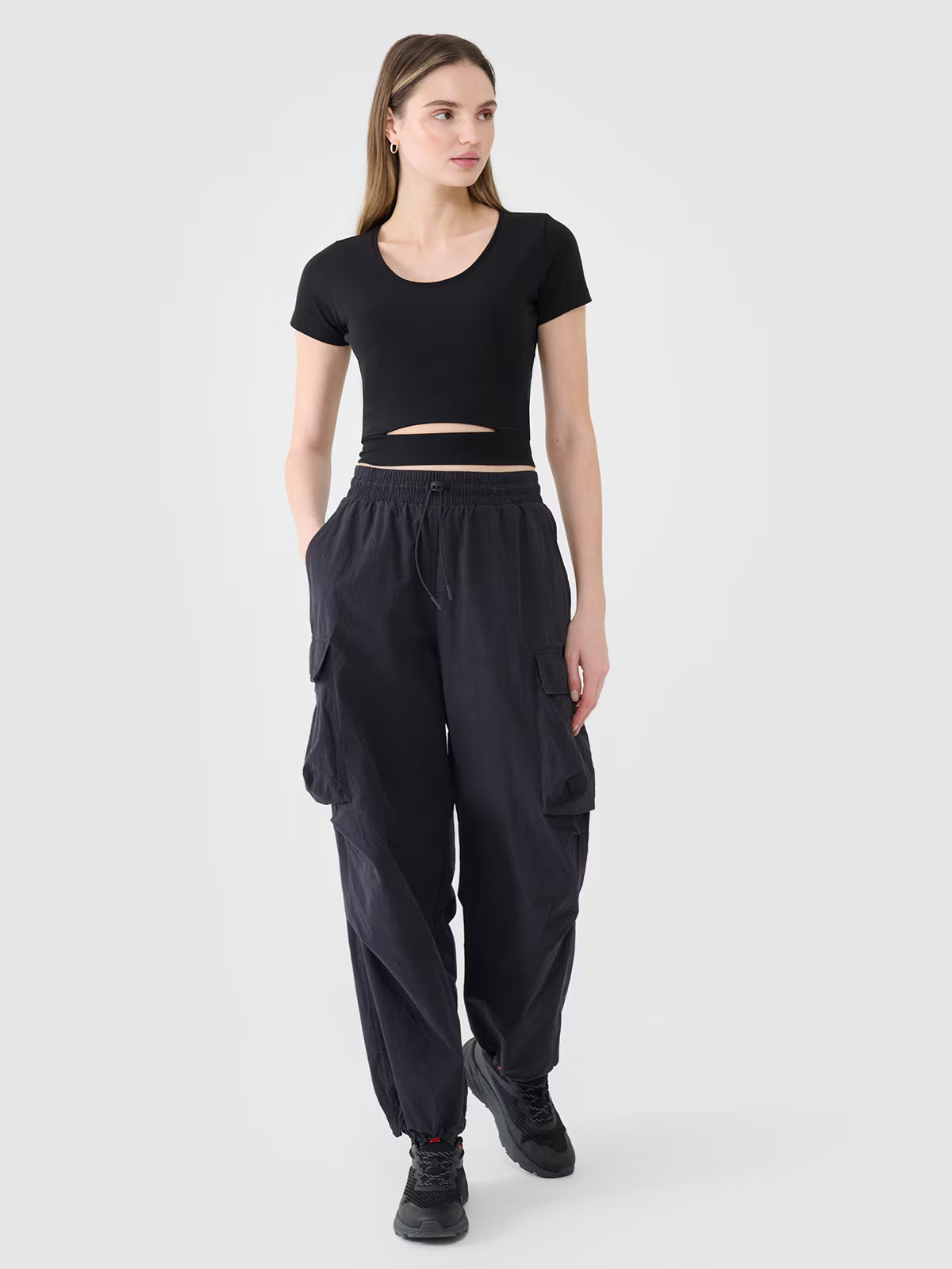 T-shirt crop top gładki damski