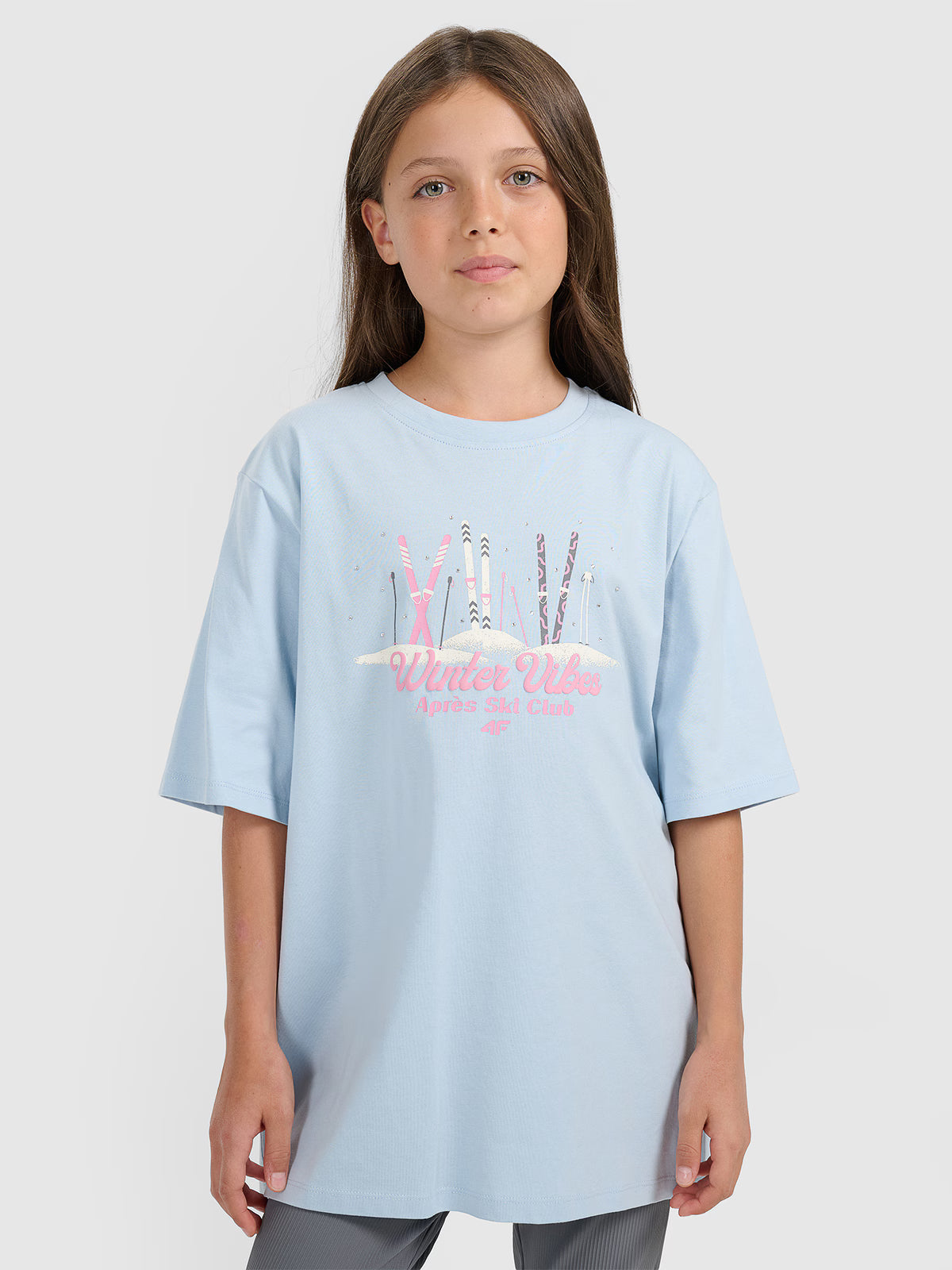 T-shirt loose z nadrukiem dziewczęcy