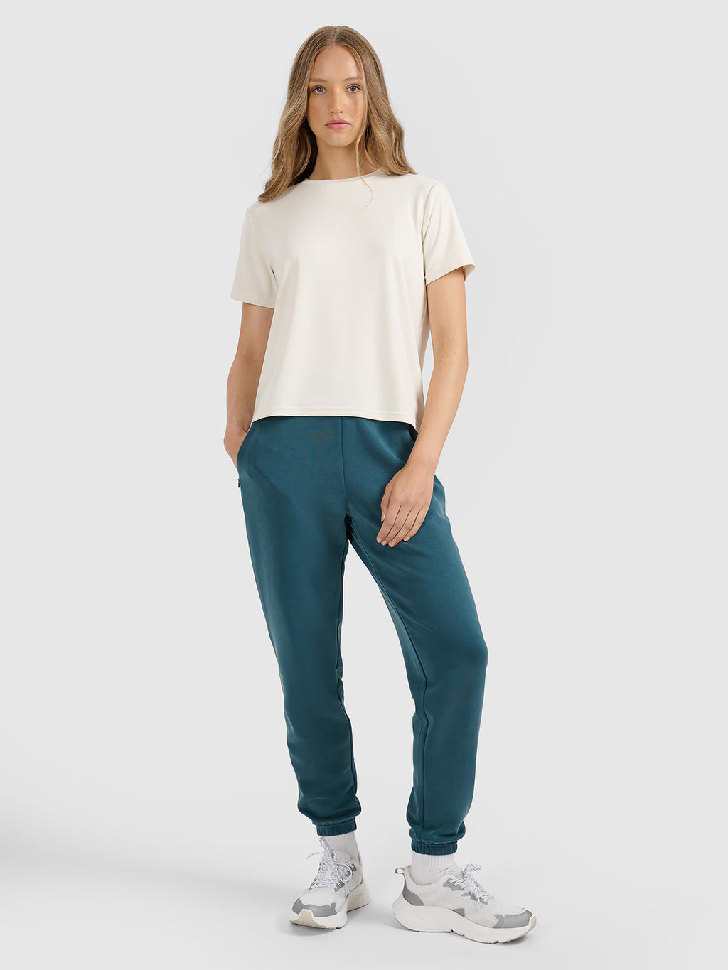T-shirt z prążkowanej dzianiny z modalem damski