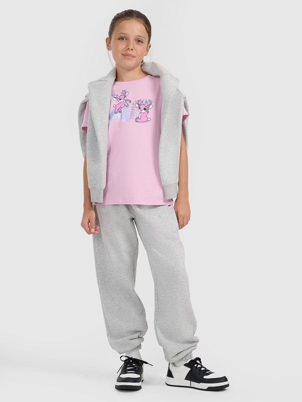T-shirt regular z nadrukiem świątecznym dziewczęcy
