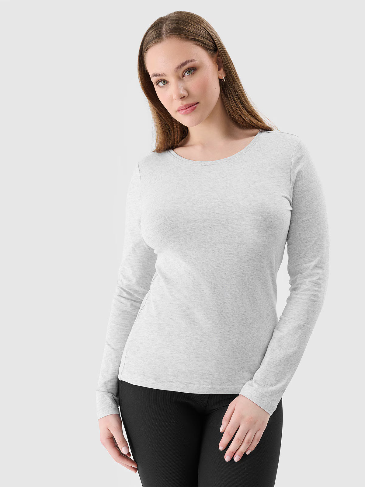 Longsleeve slim gładki damski