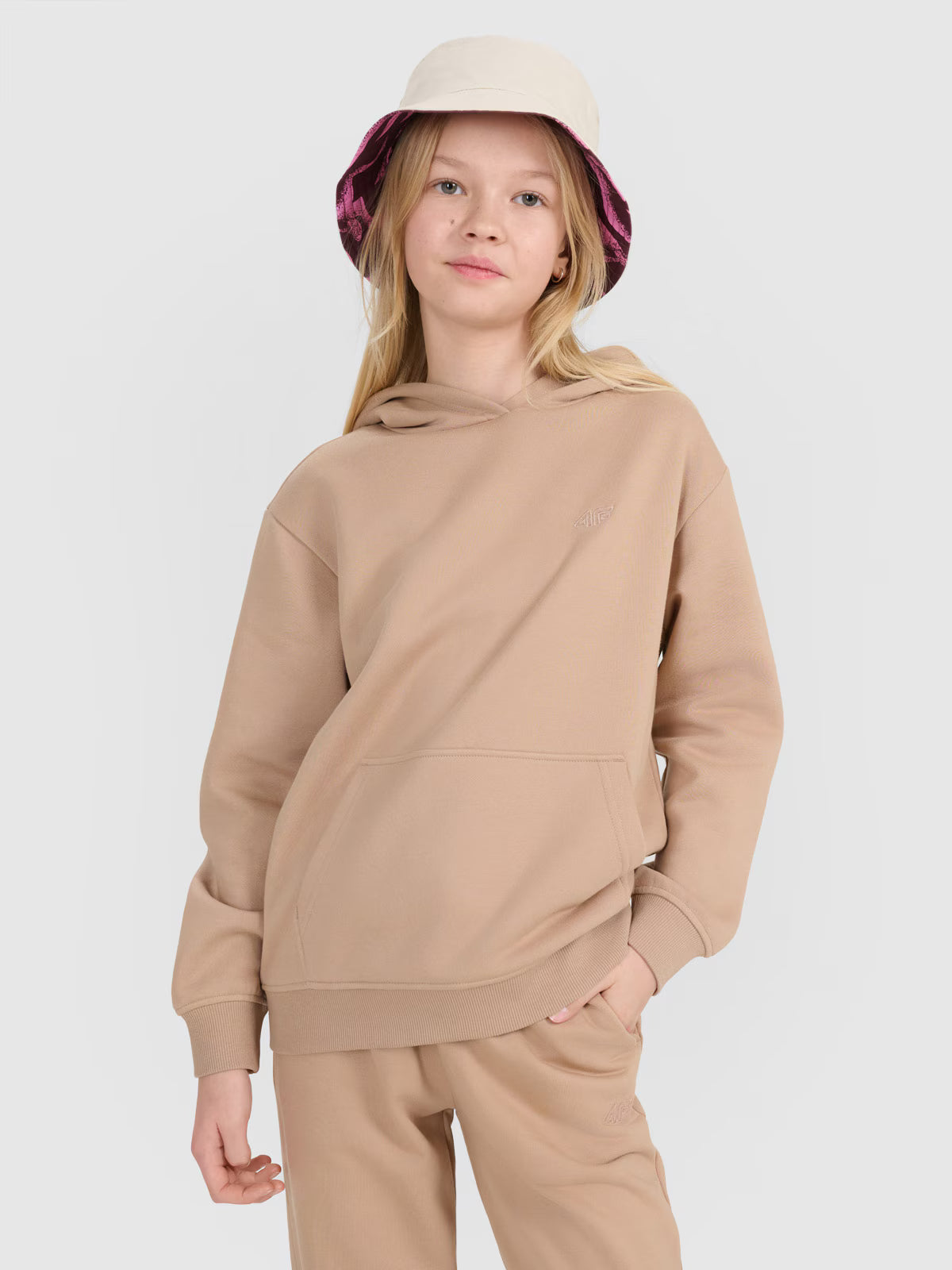 Bluza dresowa nierozpinana z kapturem dziewczęca