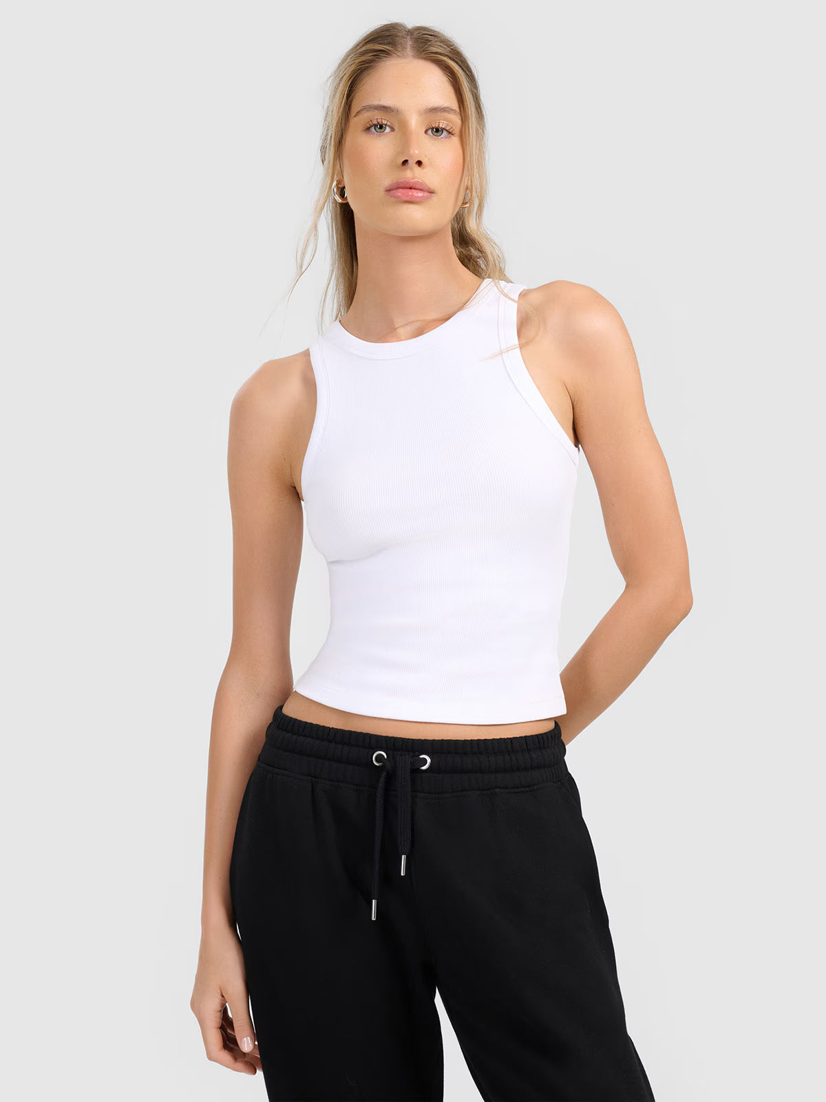 Top slim z prążkowanej dzianiny damski