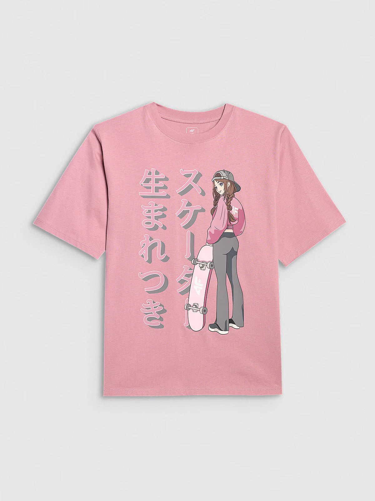 T-shirt oversize z nadrukiem dziewczęcy