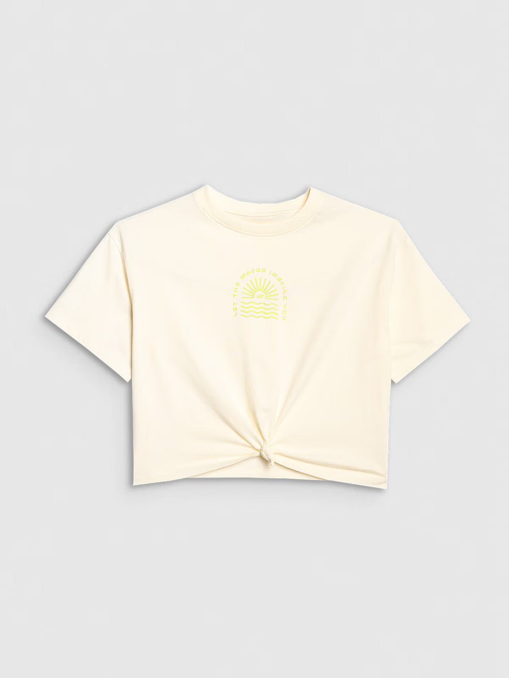 T-shirt oversize crop top z nadrukiem dziewczęcy