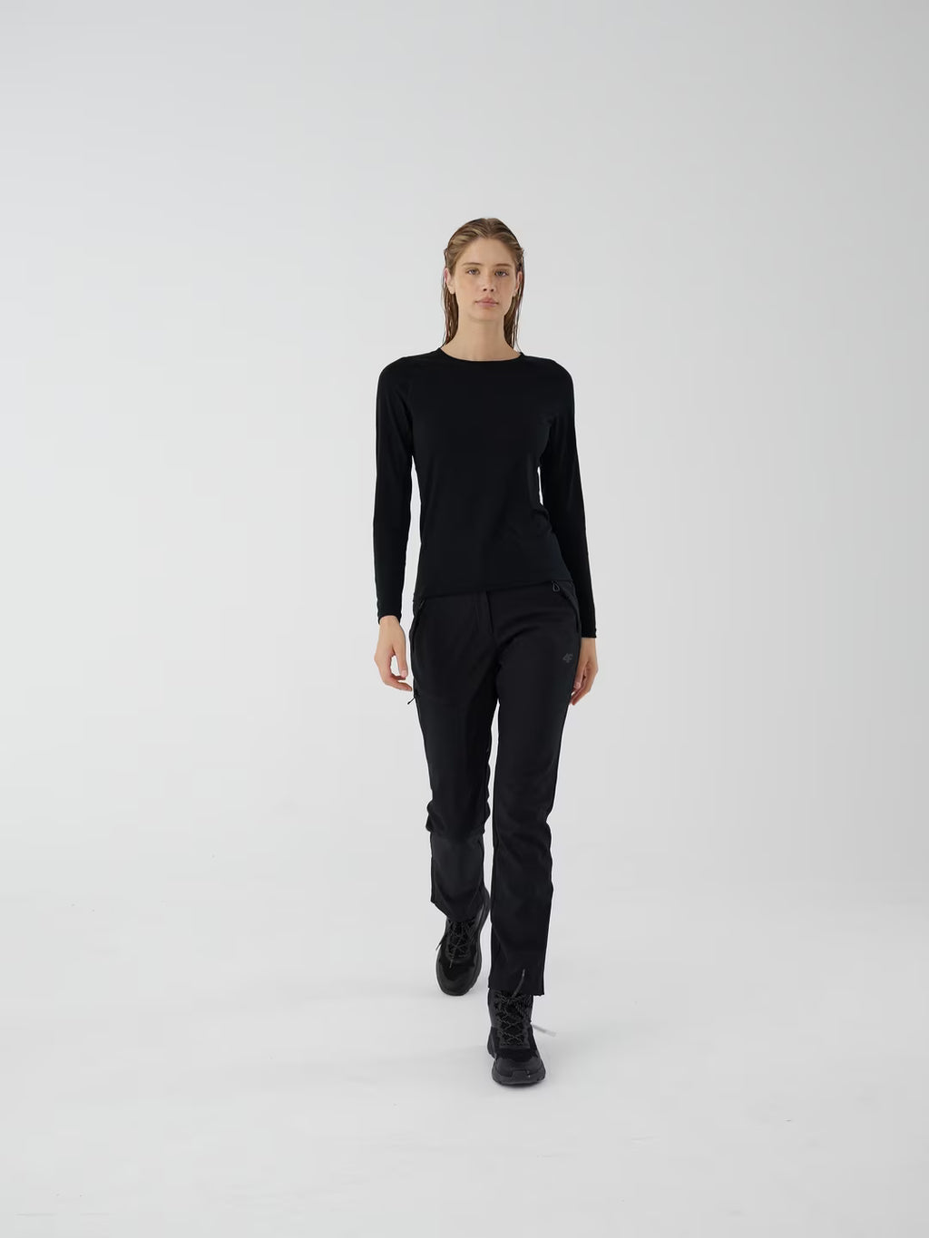 Longsleeve trekkingowy szybkoschnący z wełną merino damski