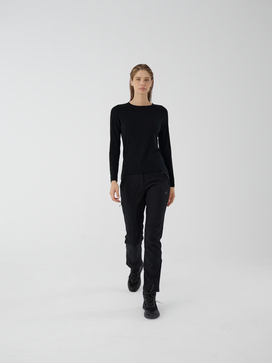 Longsleeve trekkingowy szybkoschnący z wełną merino damski