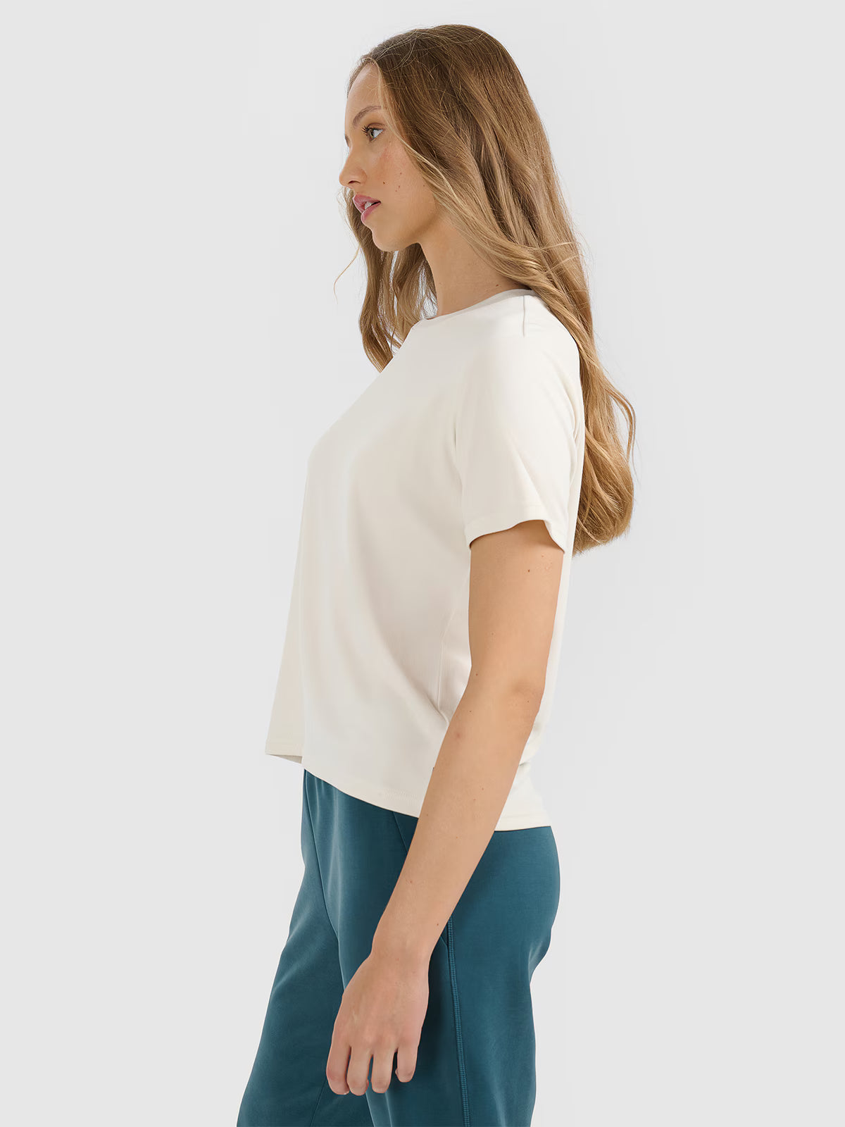 T-shirt z prążkowanej dzianiny z modalem damski