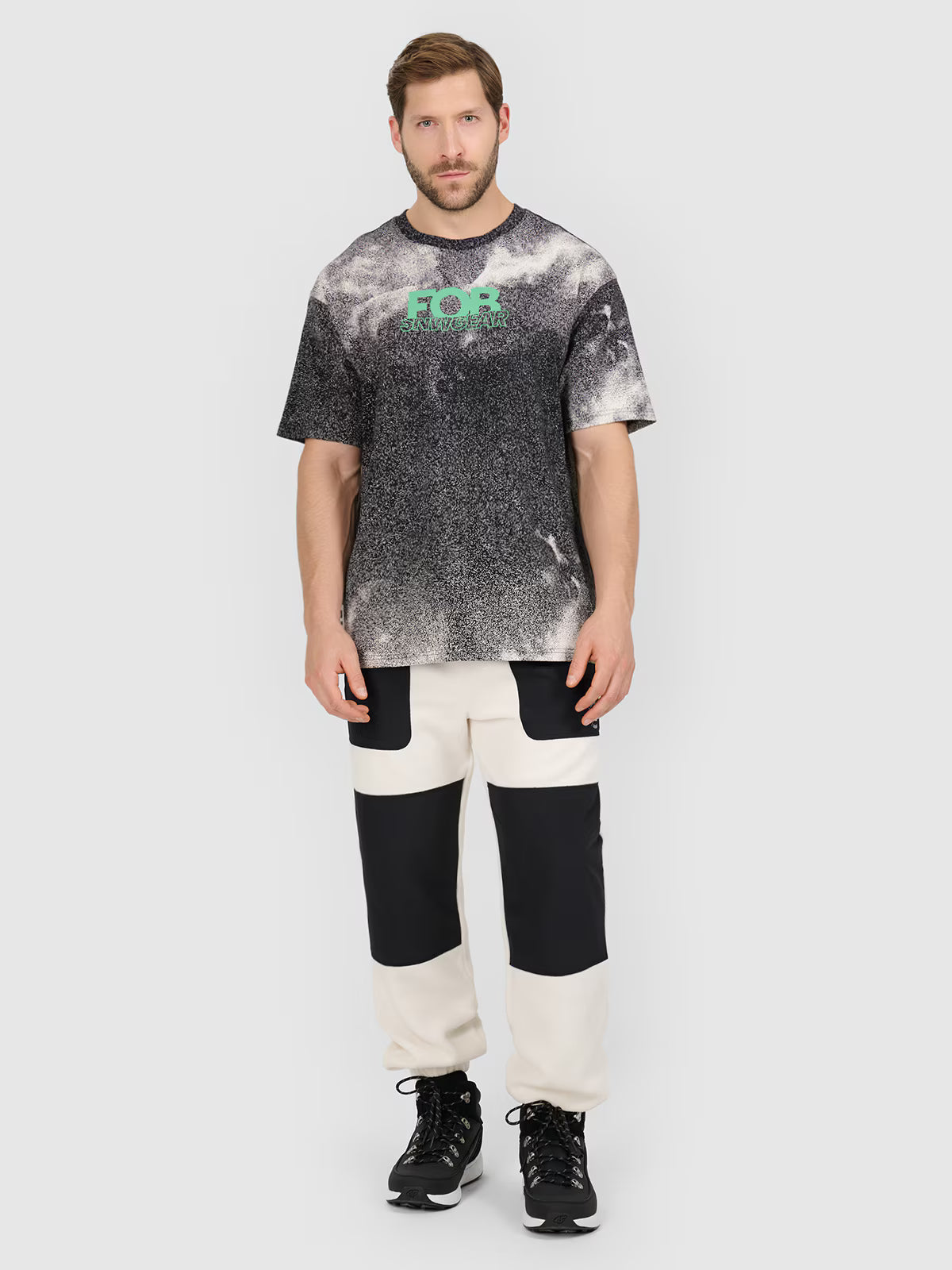 T-shirt loose z nadrukiem męski