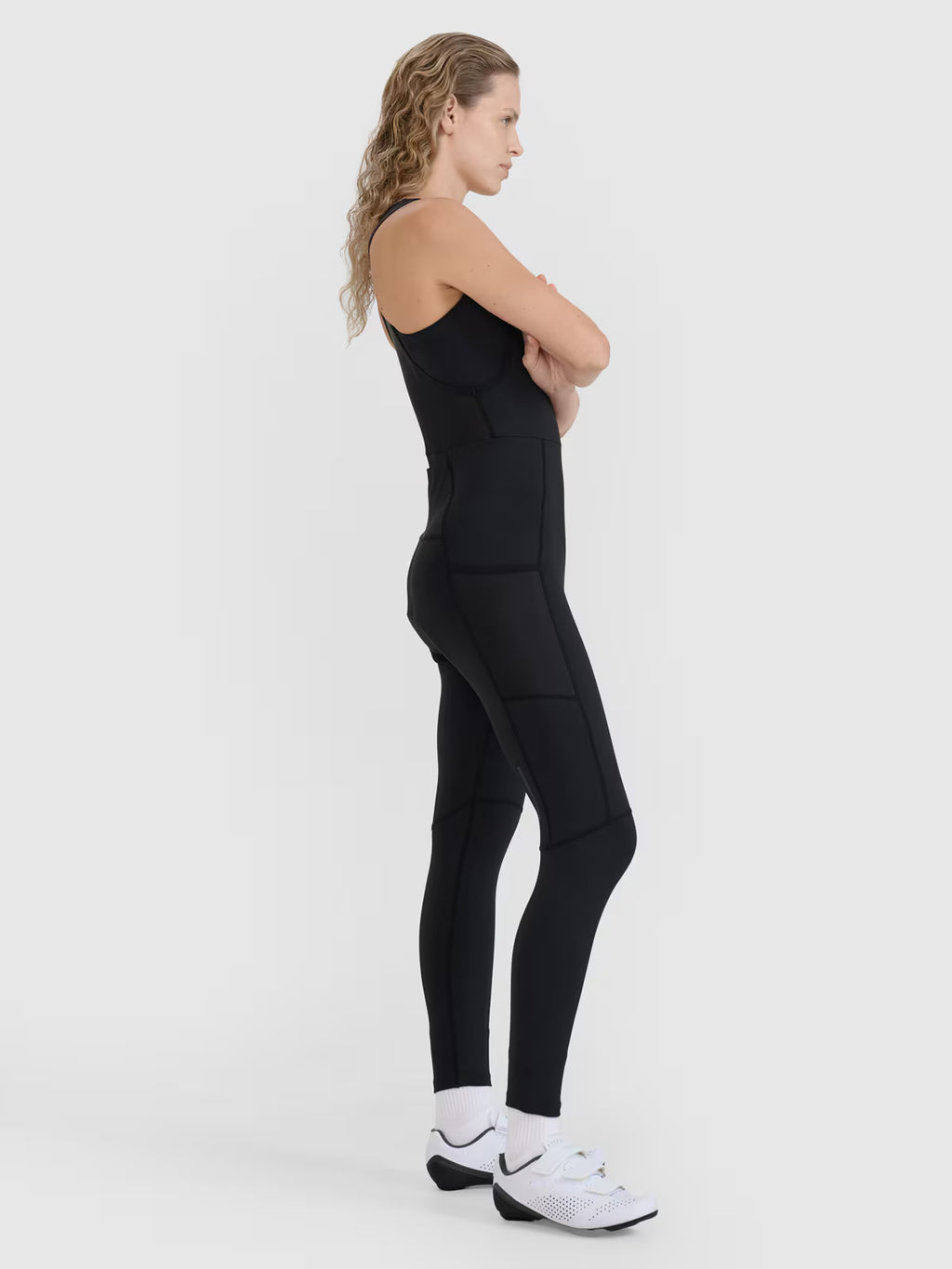 Legginsy rowerowe z żelowo-piankową wkładką i szelkami damskie