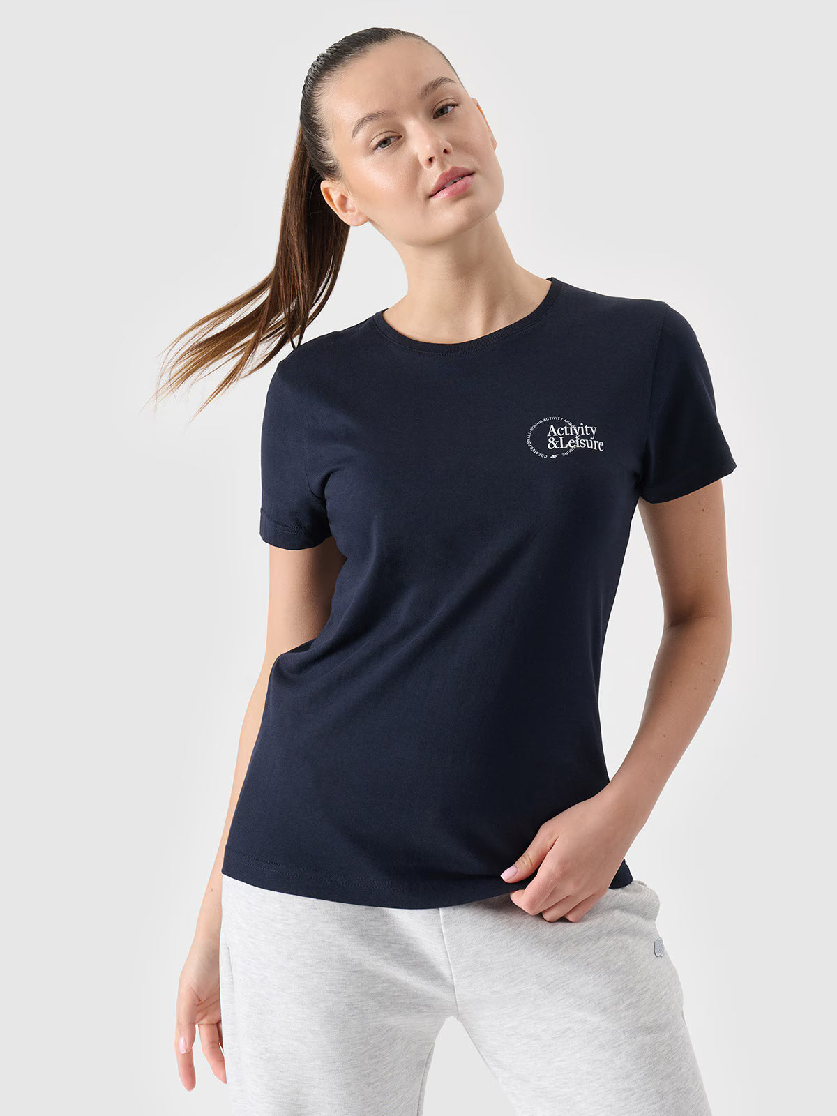 T-shirt slim z nadrukiem damski