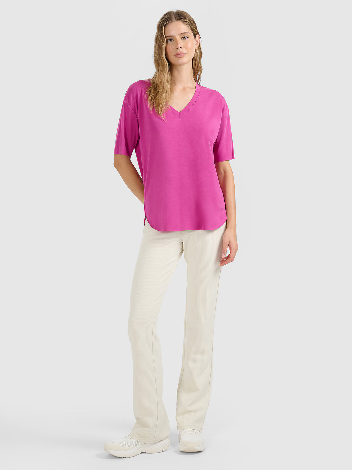 T-shirt oversize z modalem damski