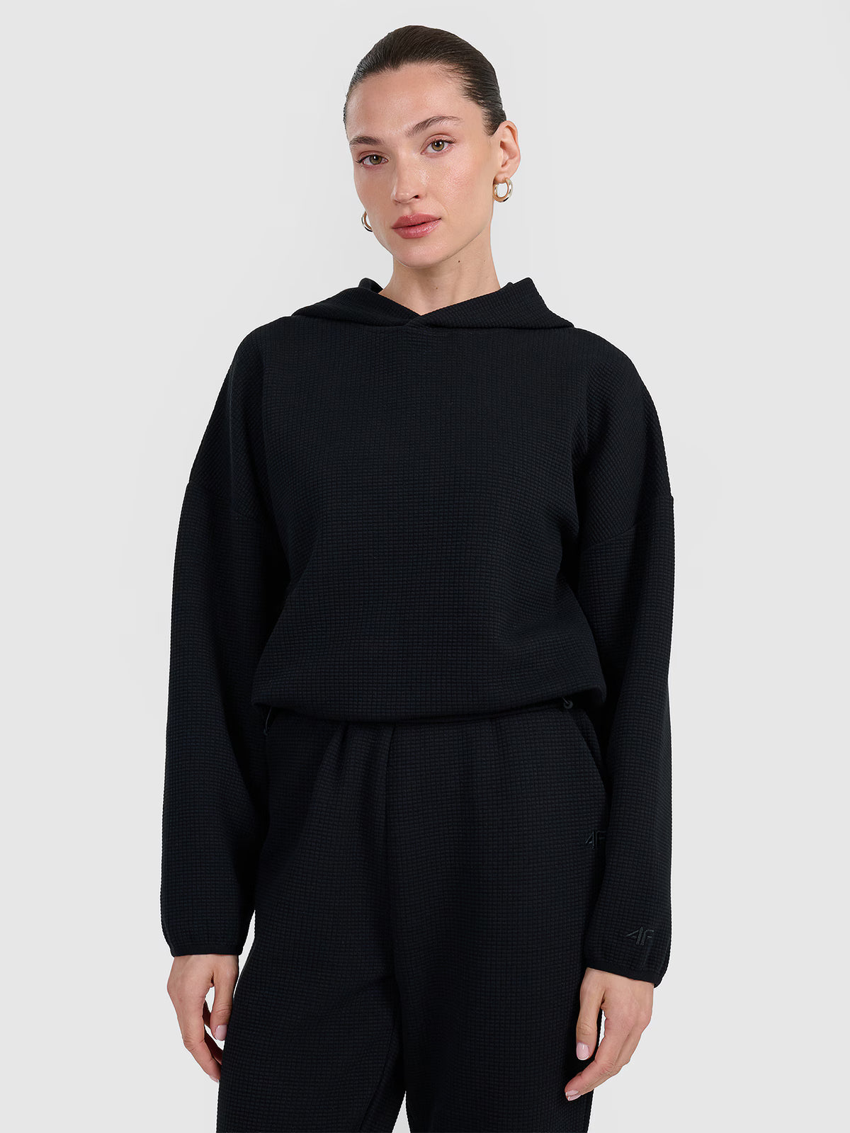 Bluza dresowa z waflowej dzianiny damska