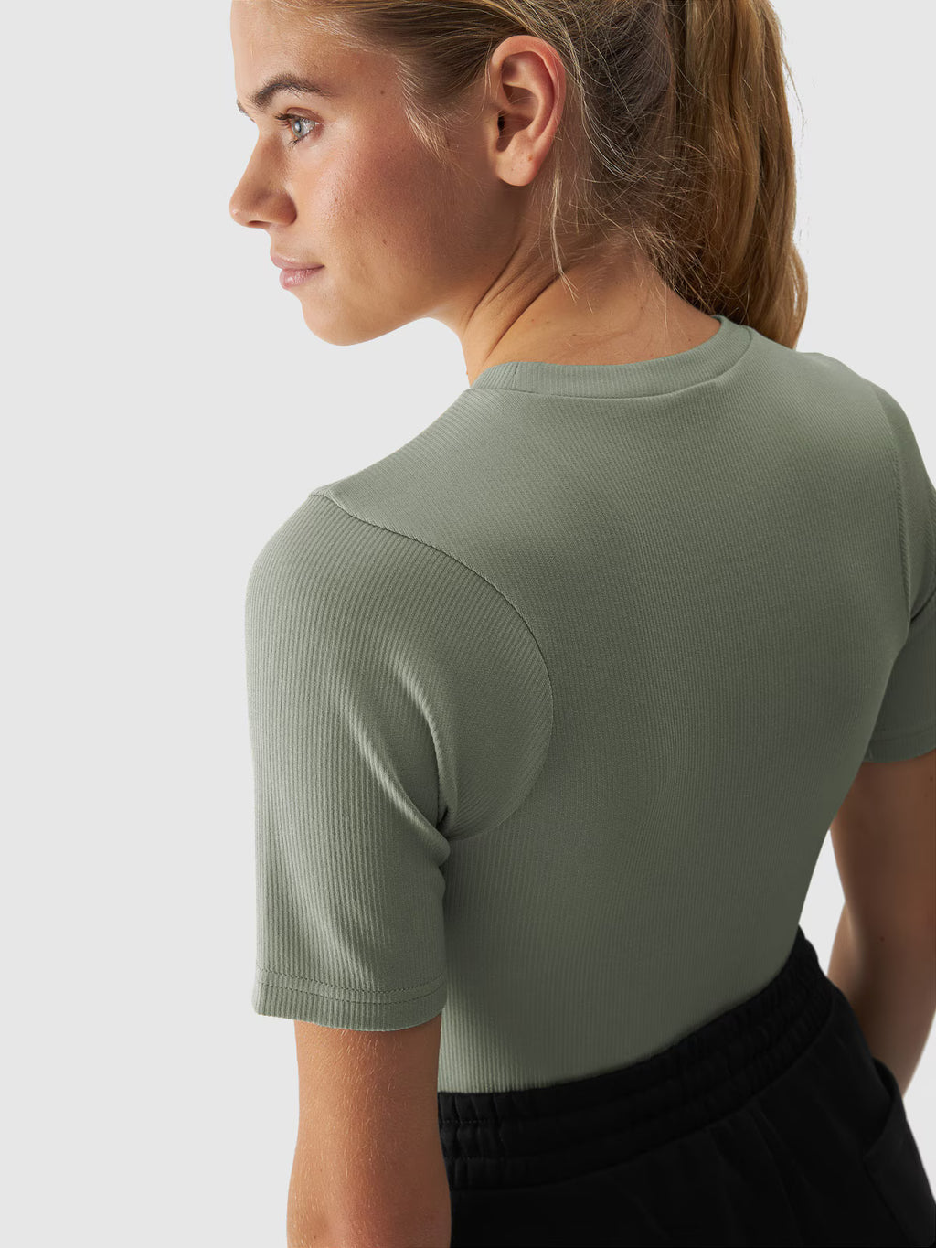 T-shirt slim crop-top gładki damski