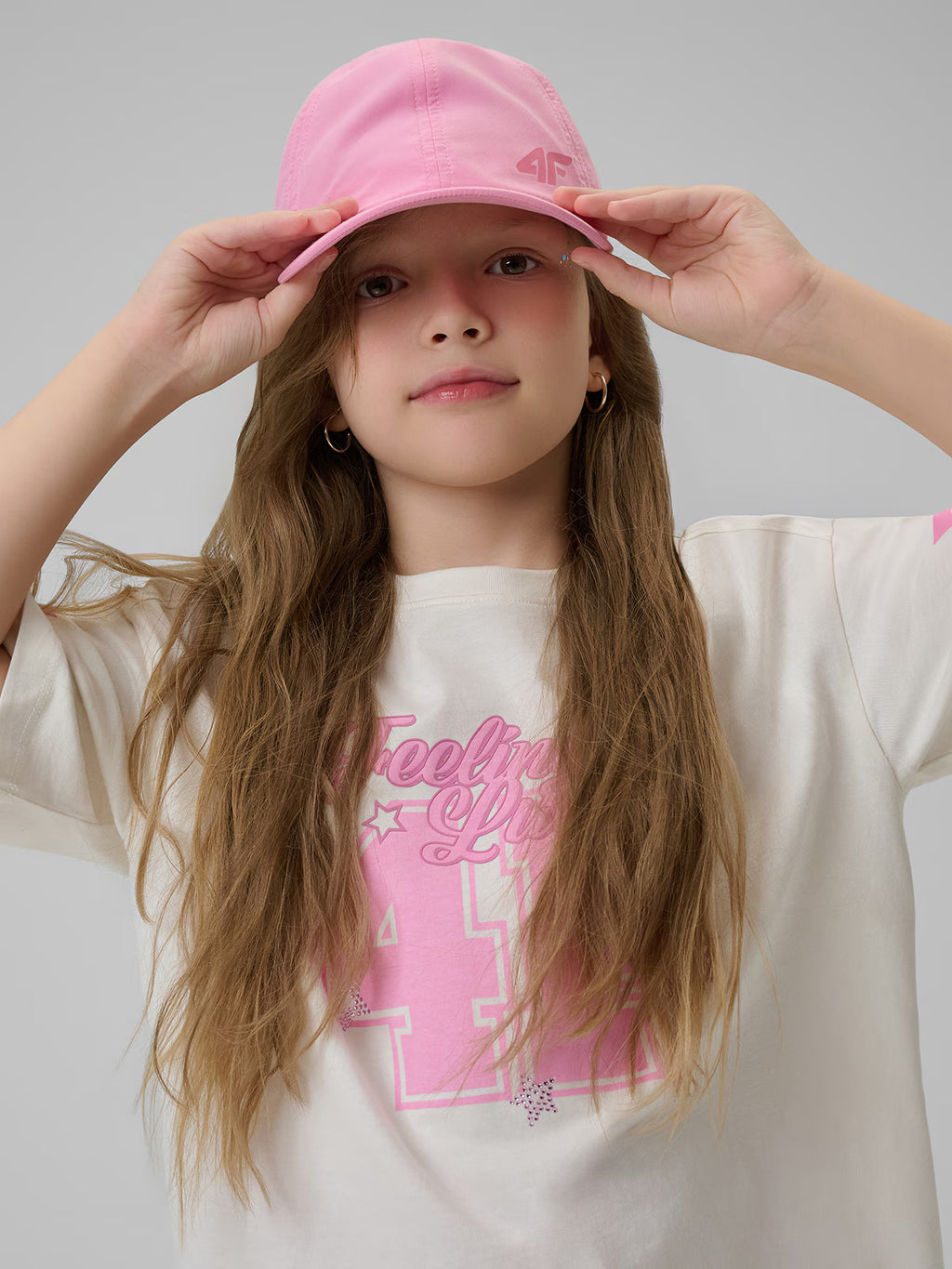 T-shirt loose z nadrukiem dziewczęcy