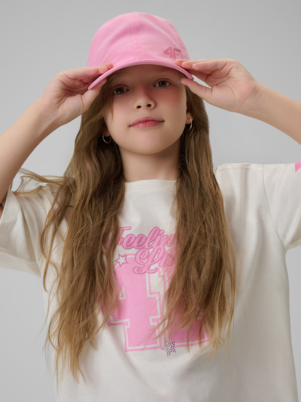T-shirt loose z nadrukiem dziewczęcy