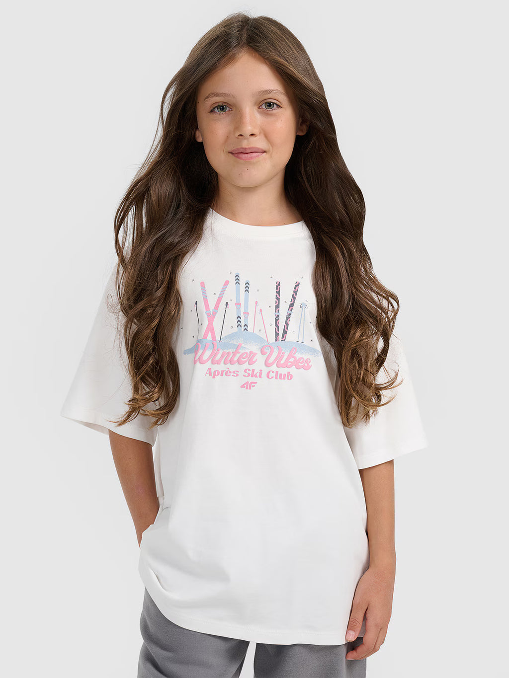 T-shirt loose z nadrukiem dziewczęcy