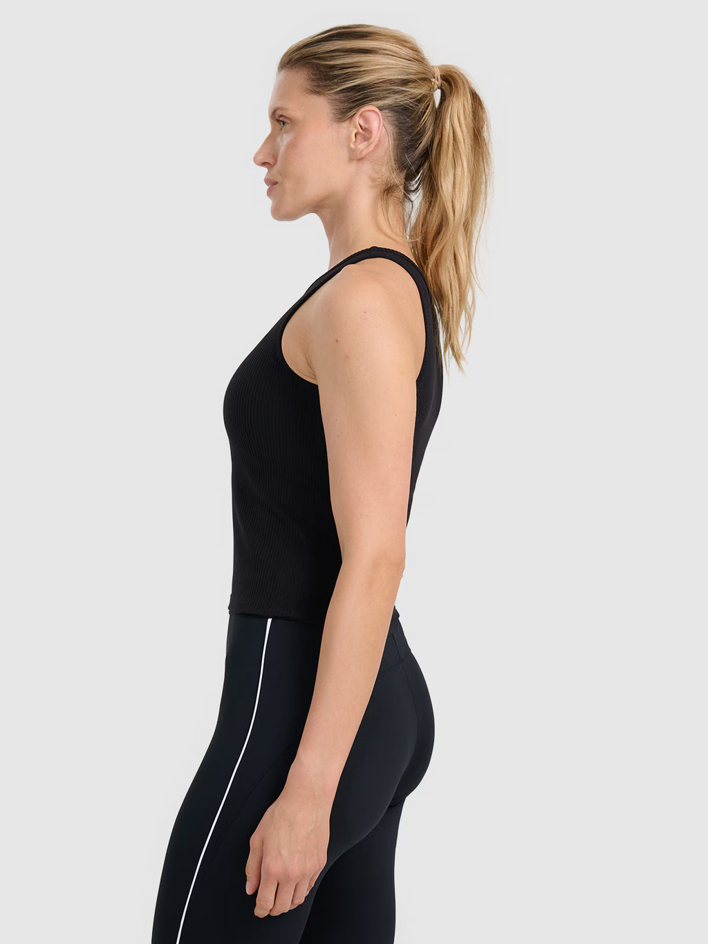 Top slim z prążkowanej dzianiny damski