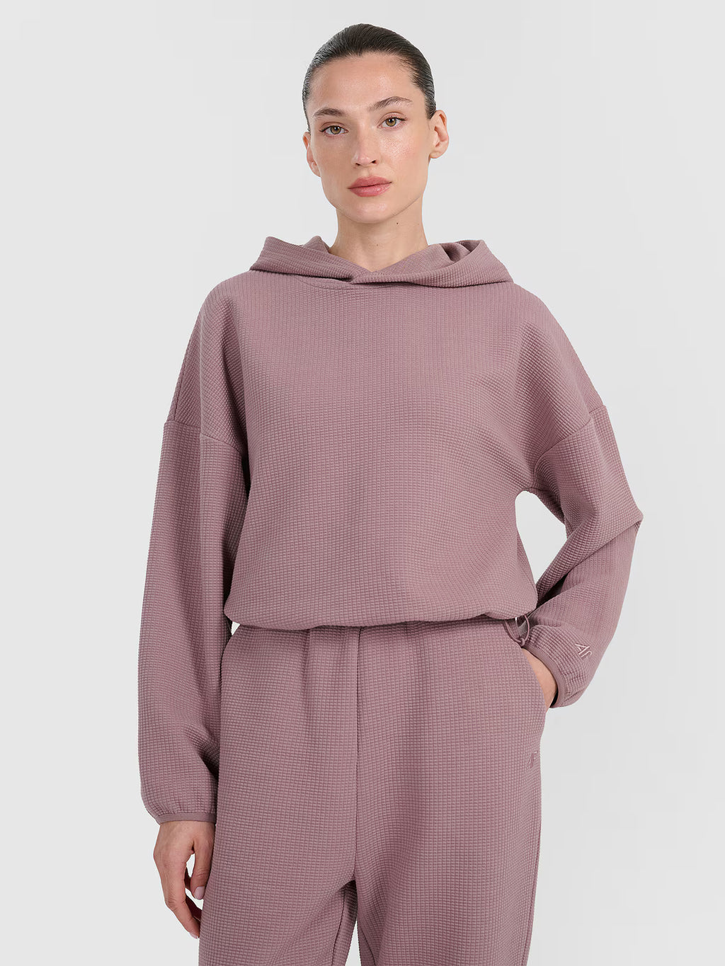 Bluza dresowa z waflowej dzianiny damska