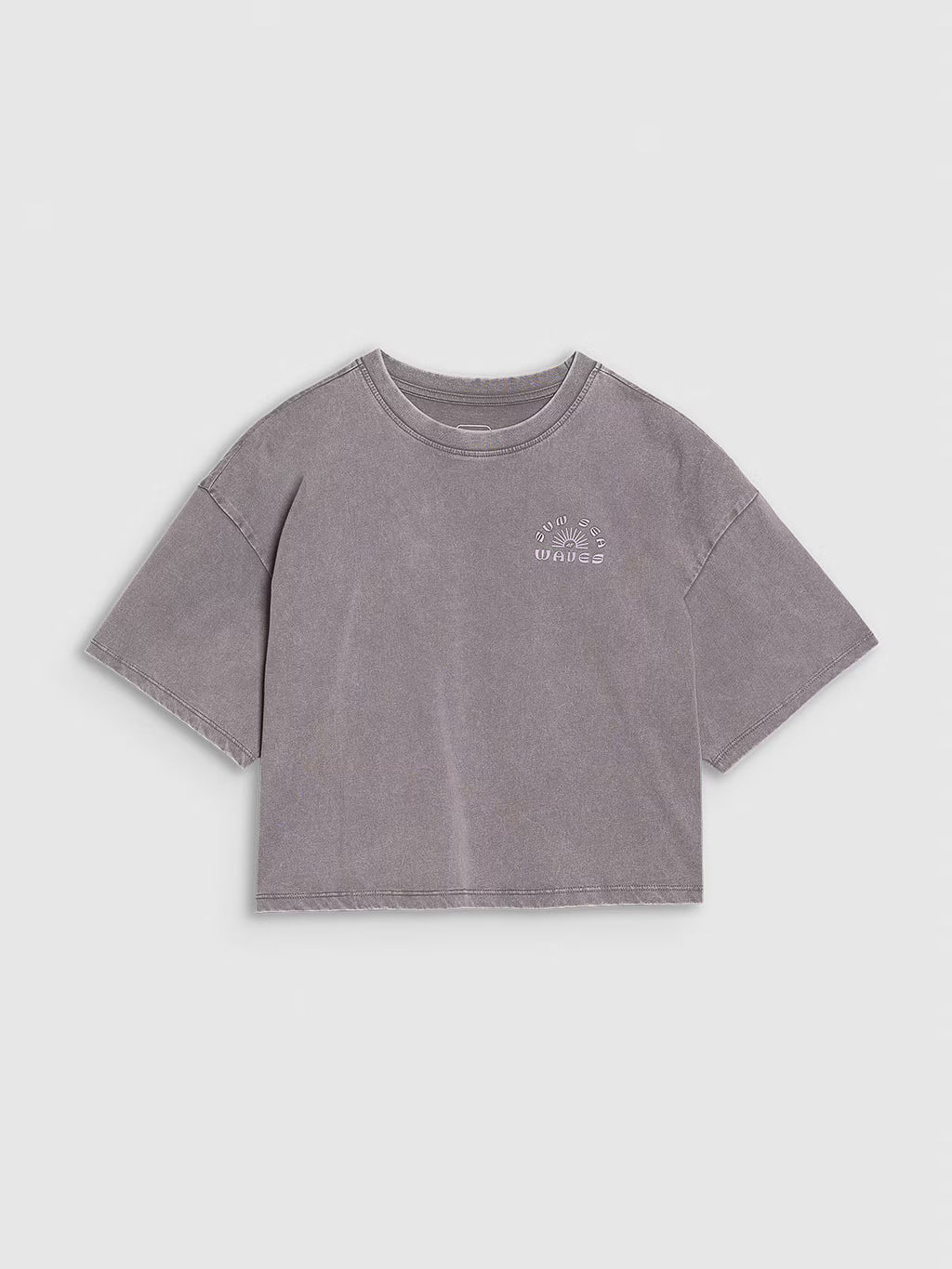 T-shirt oversize crop top z nadrukiem dziewczęcy