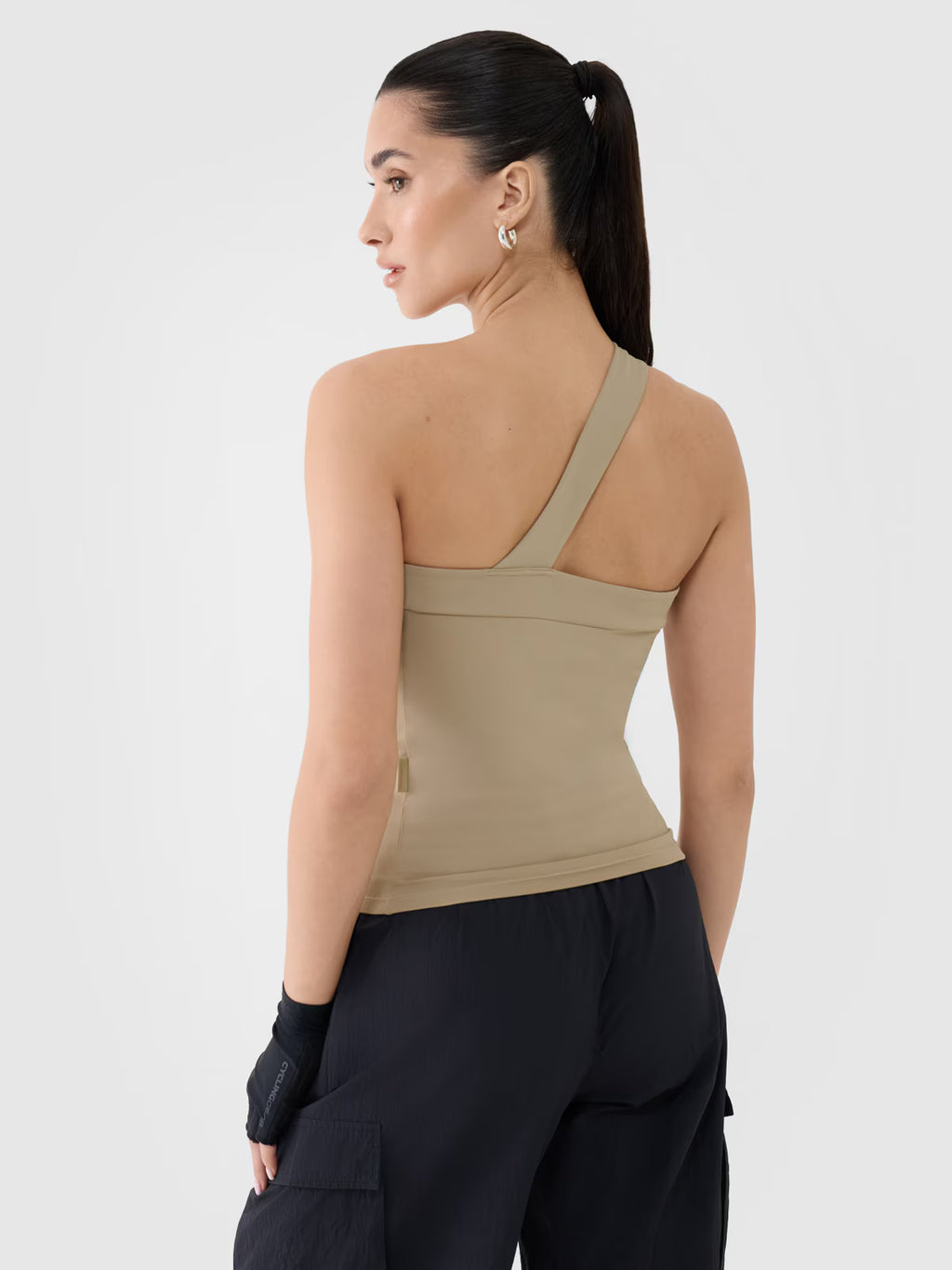 Crop-top slim z asymetrycznym ramiączkiem damski