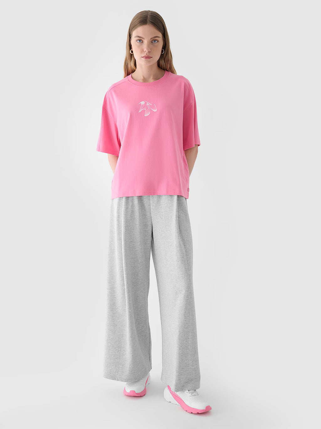 T-shirt oversize z nadrukiem damski
