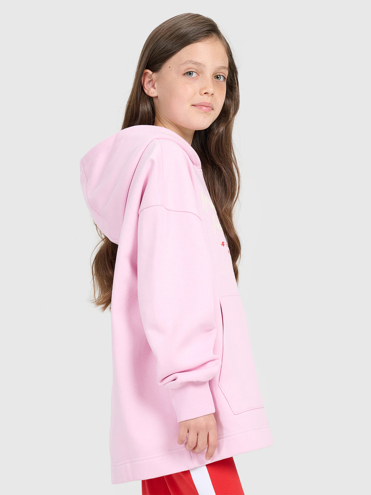 Bluza dresowa oversize nierozpinana z kapturem dziewczęca