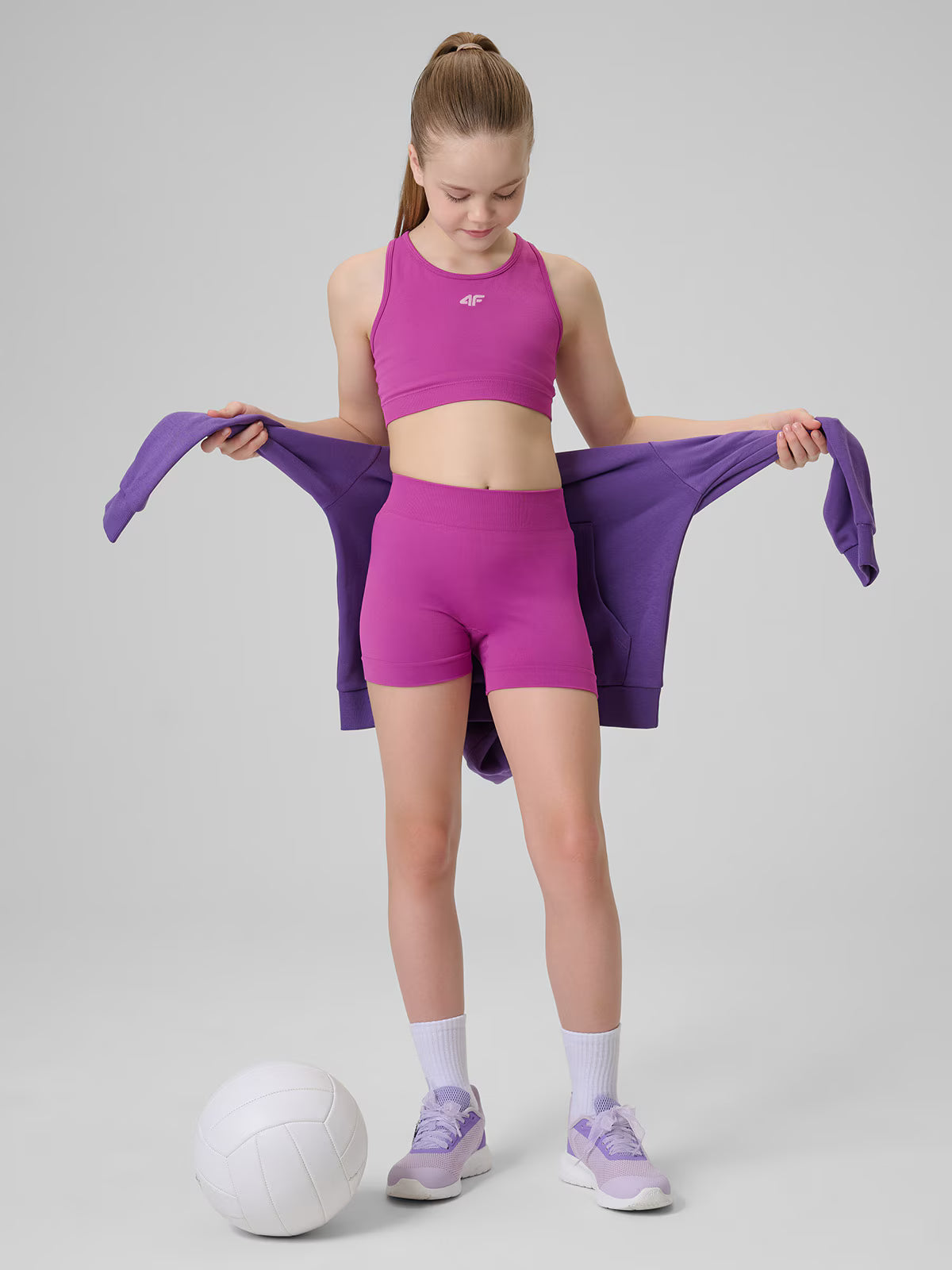 Legginsy krótkie sportowe bezszwowe dziewczęce
