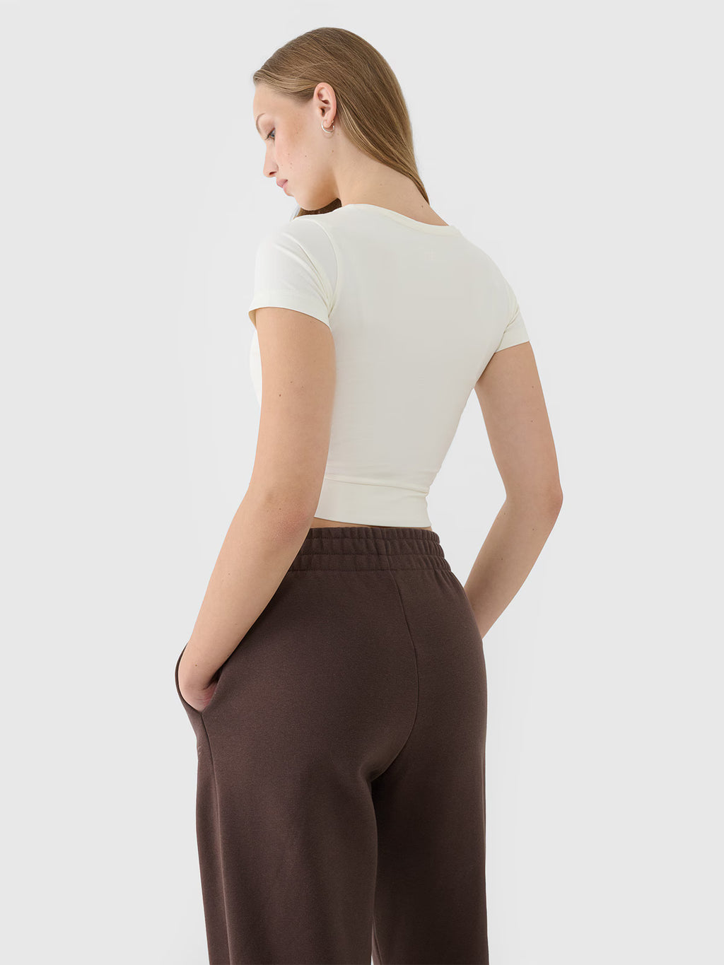 T-shirt crop top gładki damski