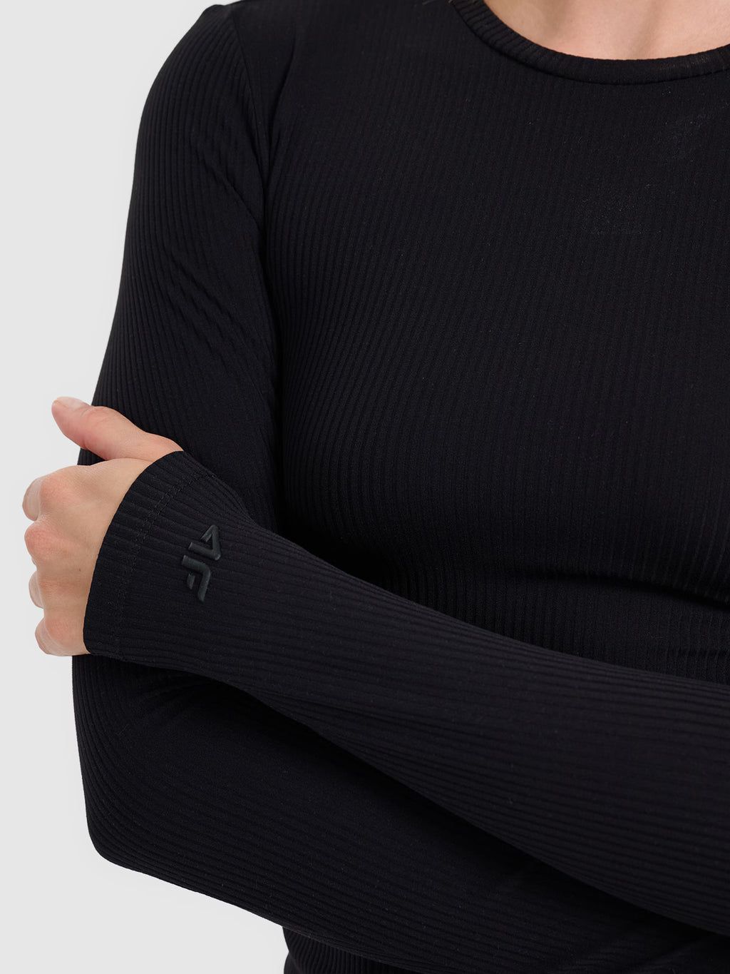 Longsleeve slim z prążkowanej dzianiny damski