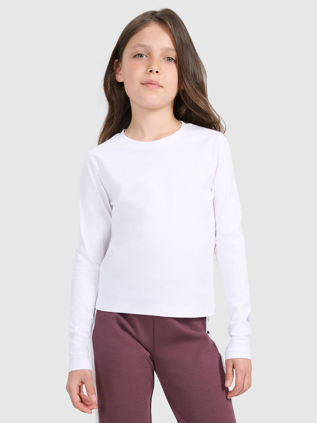 Longsleeve slim gładki dziewczęcy