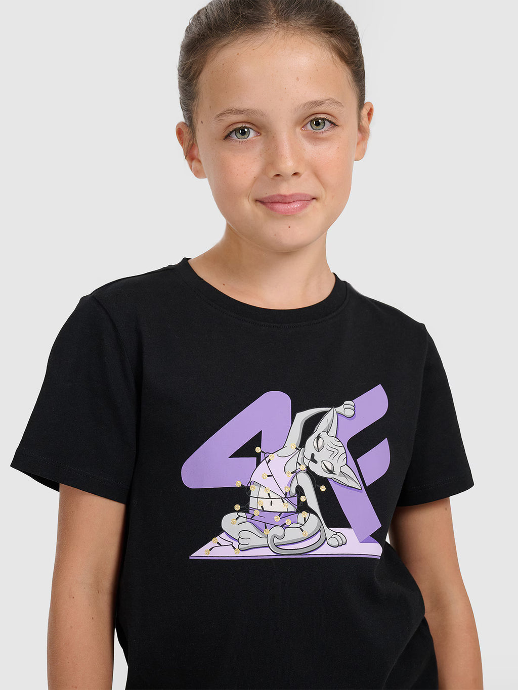 T-shirt regular z nadrukiem świątecznym dziewczęcy