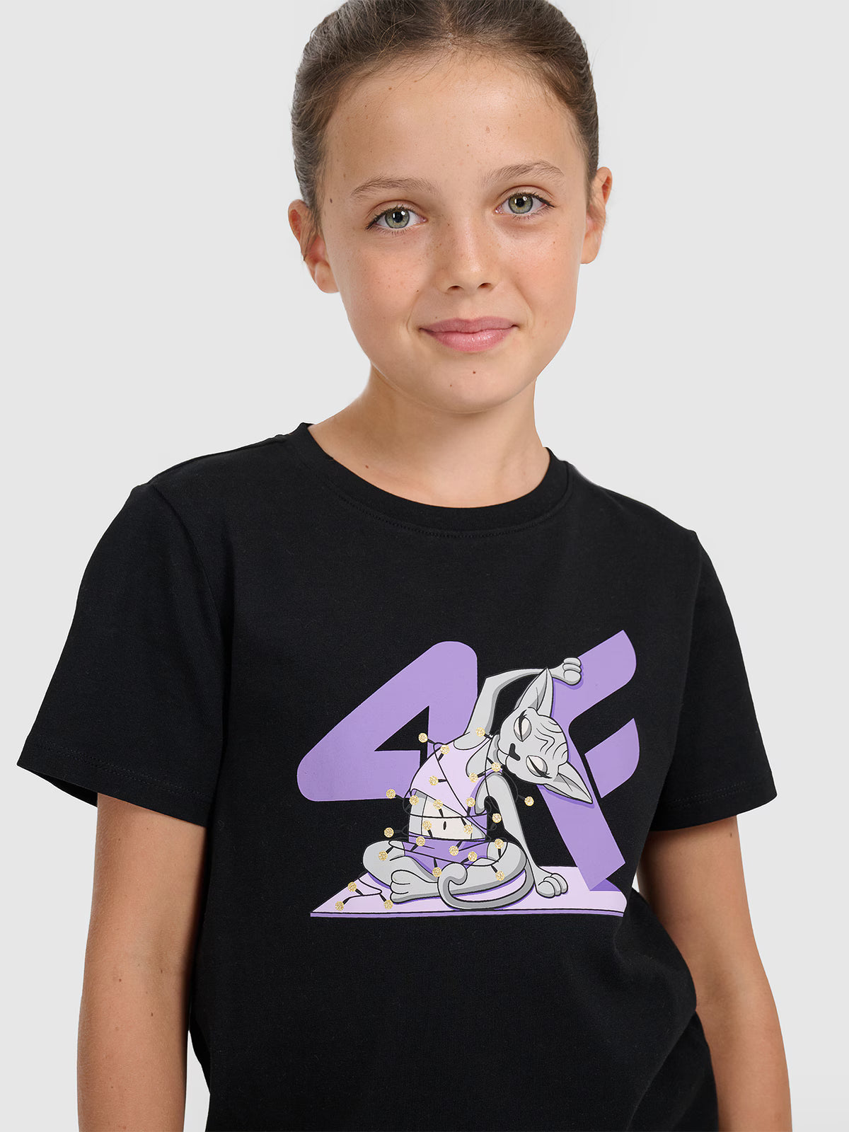 T-shirt regular z nadrukiem świątecznym dziewczęcy