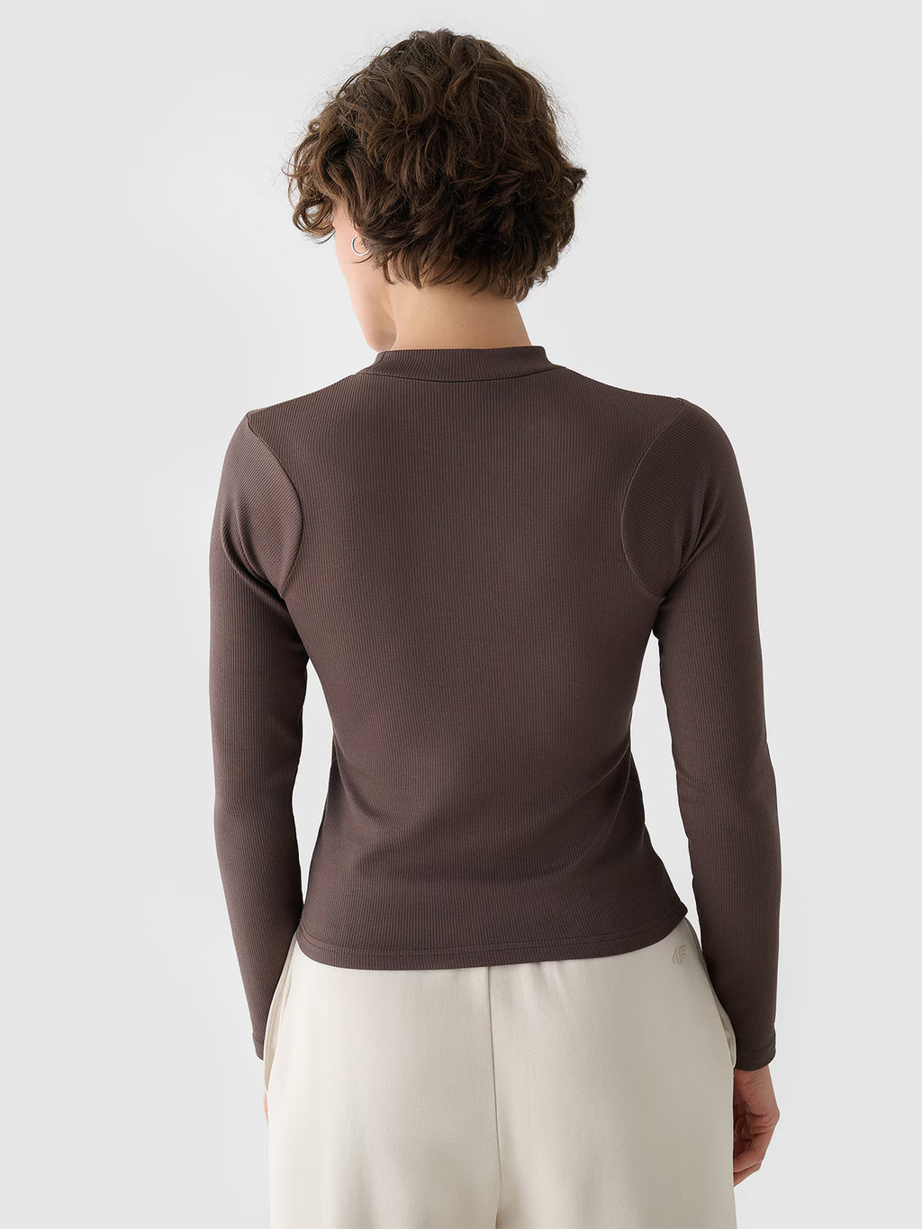 Longsleeve slim z prążkowanej dzianiny z modalem damski