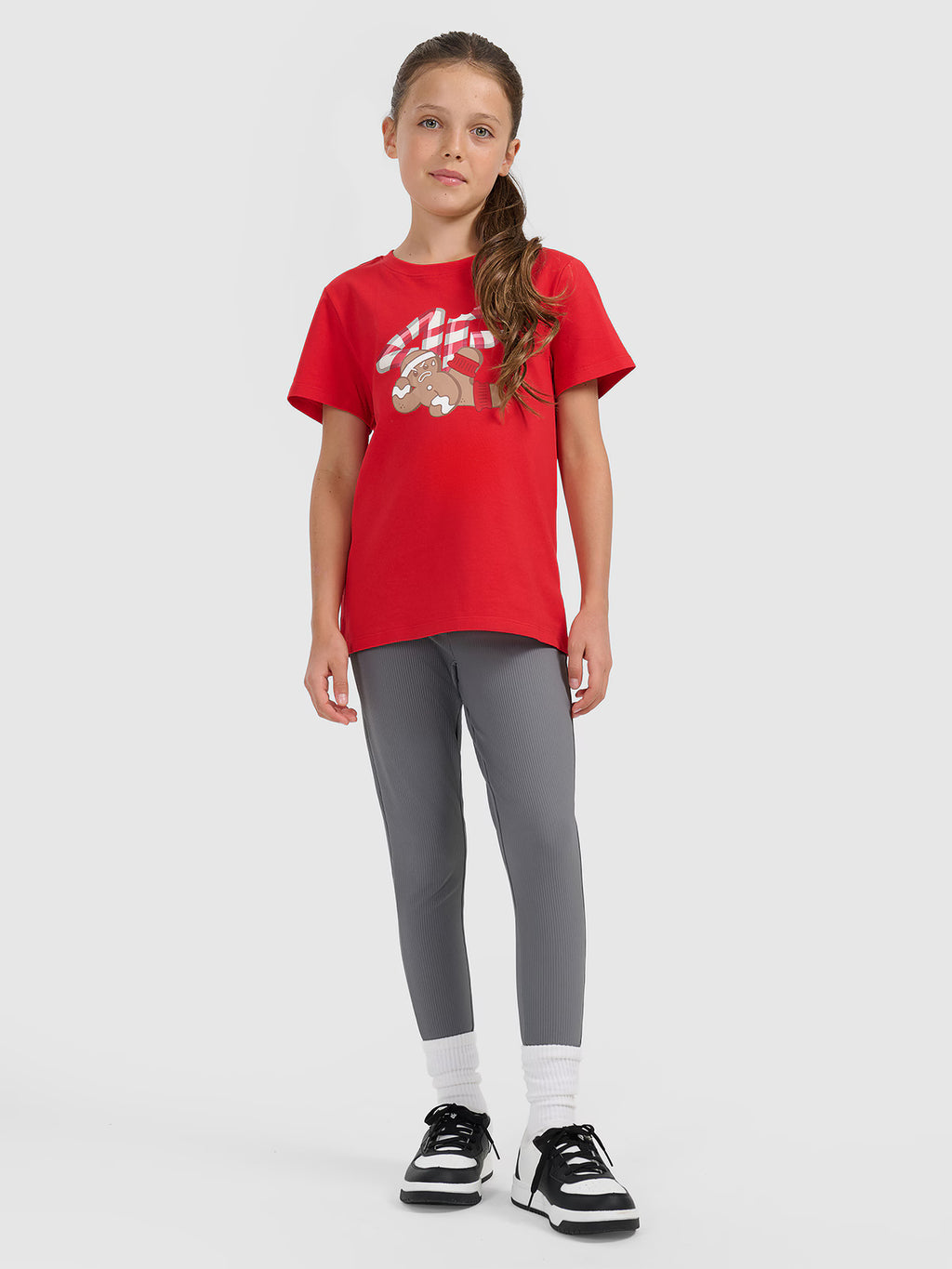 T-shirt regular z nadrukiem świątecznym dziewczęcy