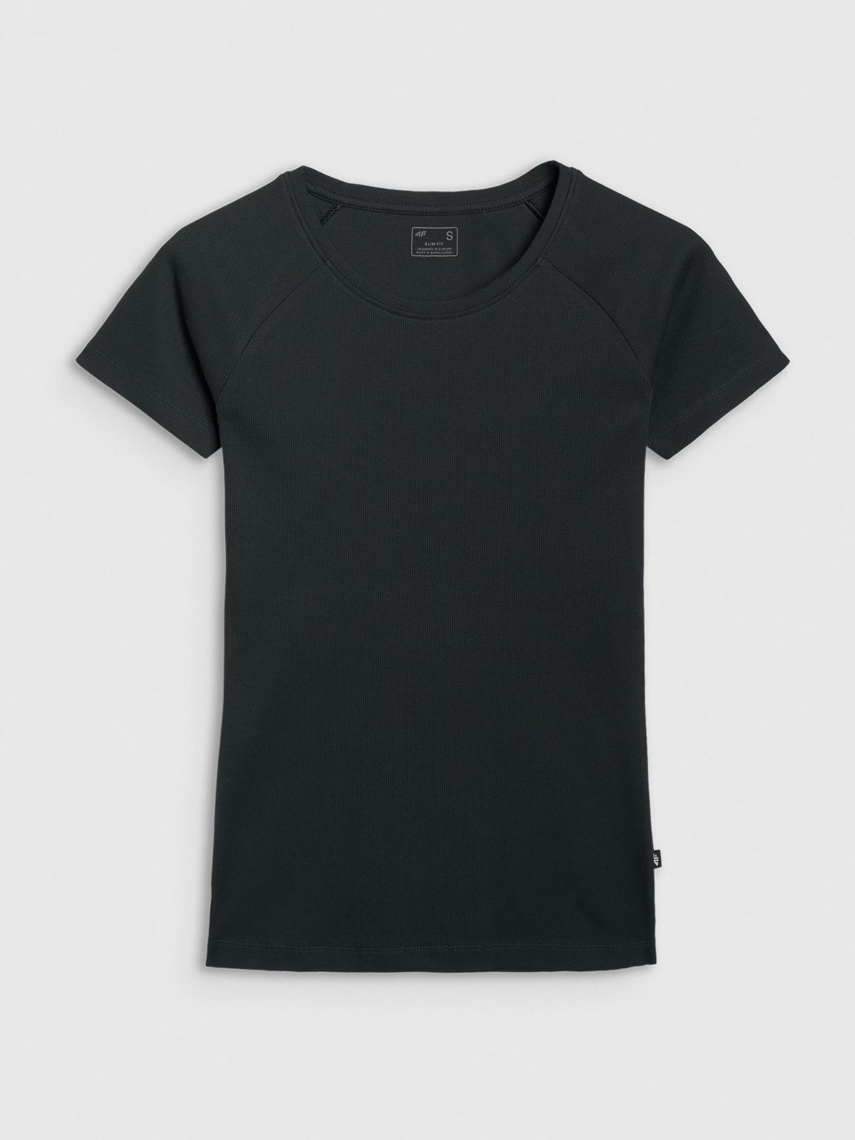 T-shirt regular z prążkowanej dzianiny damski