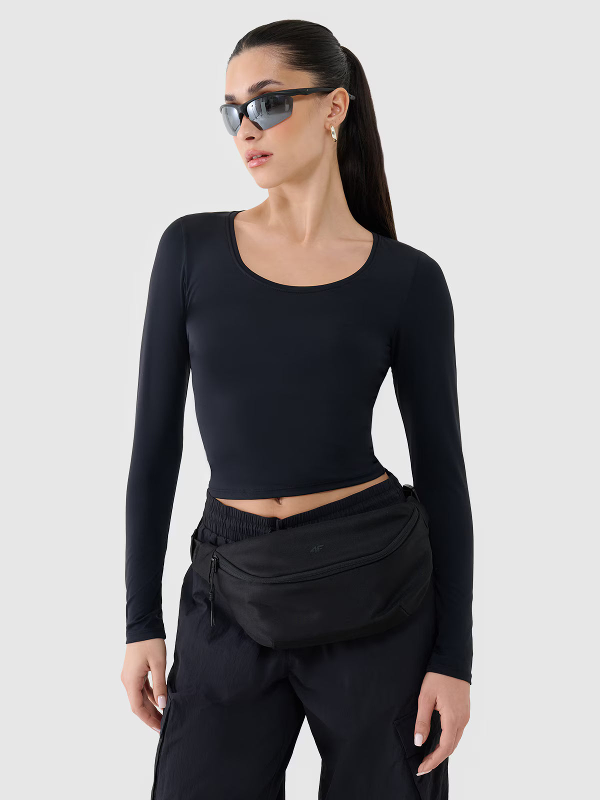 Longsleeve slim gładki damski
